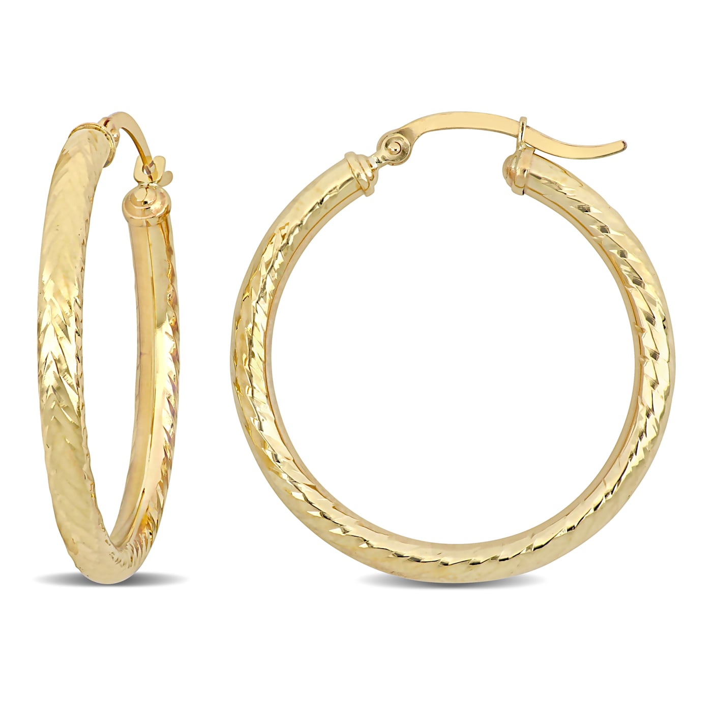 32mm Textured Hoop Earrings in 10k Yellow Gold - 1BKL3A