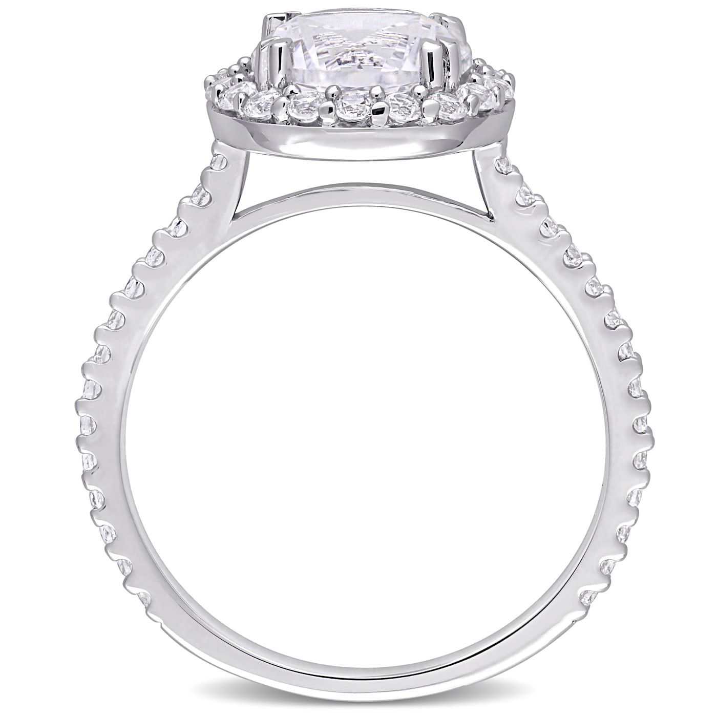 3 CT TGW Created White Sapphire Halo Ring in Sterling Silver