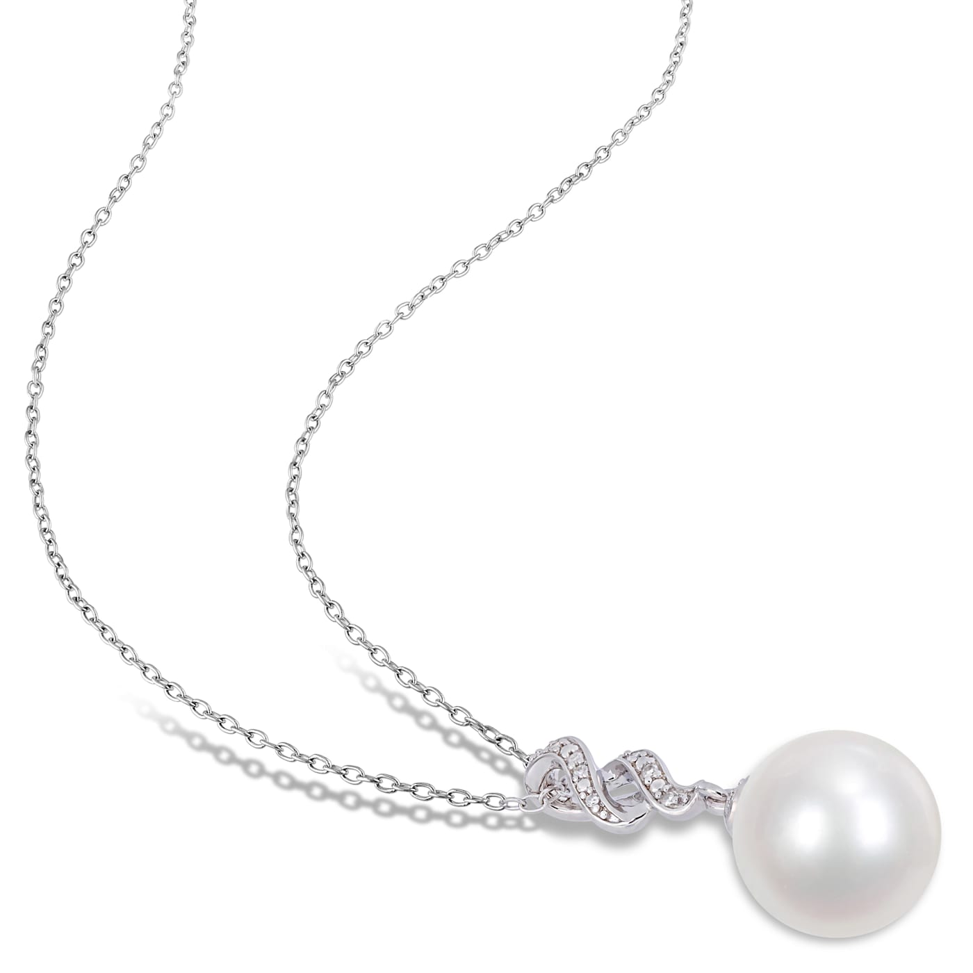 く日はお得♪ Cultured Freshwater 11-12MM Pearl Pendant Twist Diamond and スマホアクセサリー