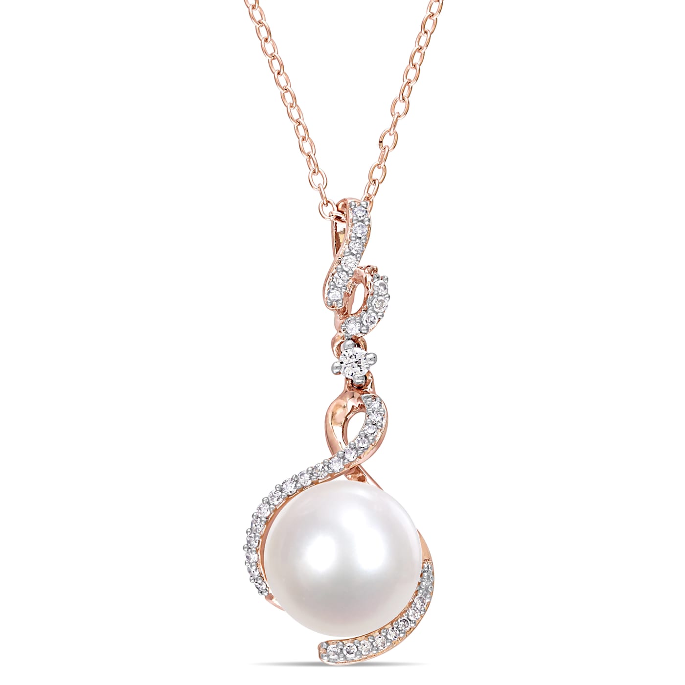 10-10.5MM Freshwater Cultured Pearl and 1/6 CT TW Diamond Pendant