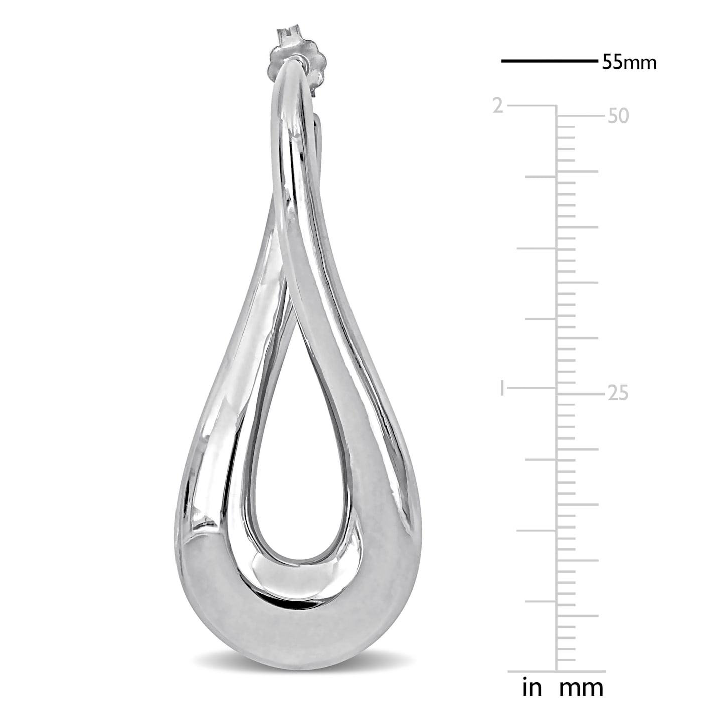 55MM Oval Twist Earrings in Sterling Silver - 12C5MA