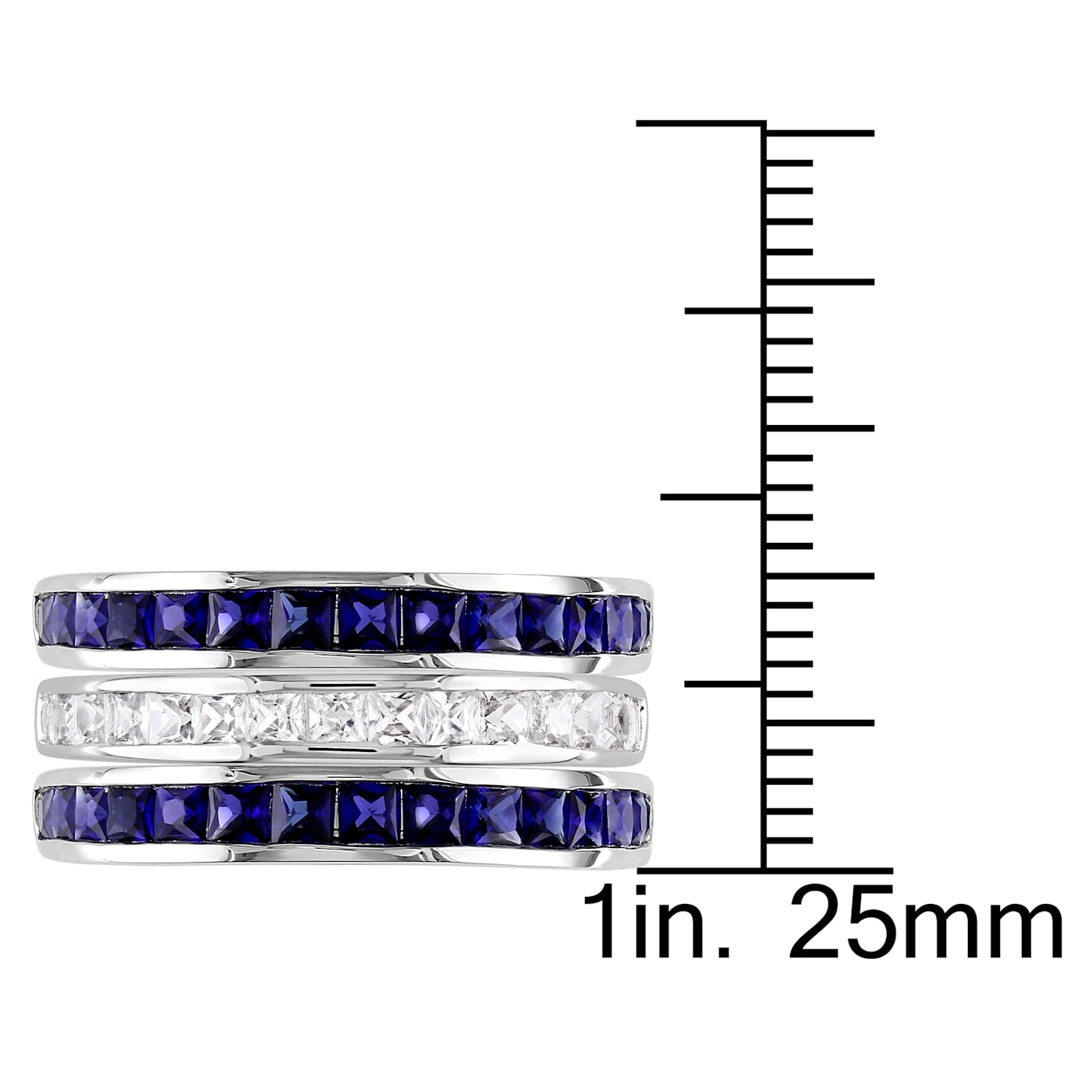 3-Pcs Set of 2 1/4 CT TGW Created Blue and White Sapphire