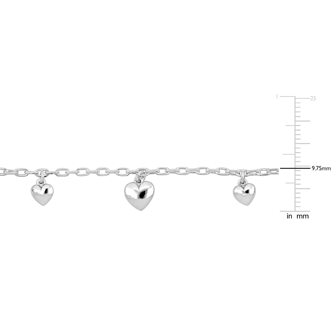 Sterling Silver 7" Double Curb Charm Bracelet W/ Heart Padlock Clasp (5mm Wide 3 thumbnail image