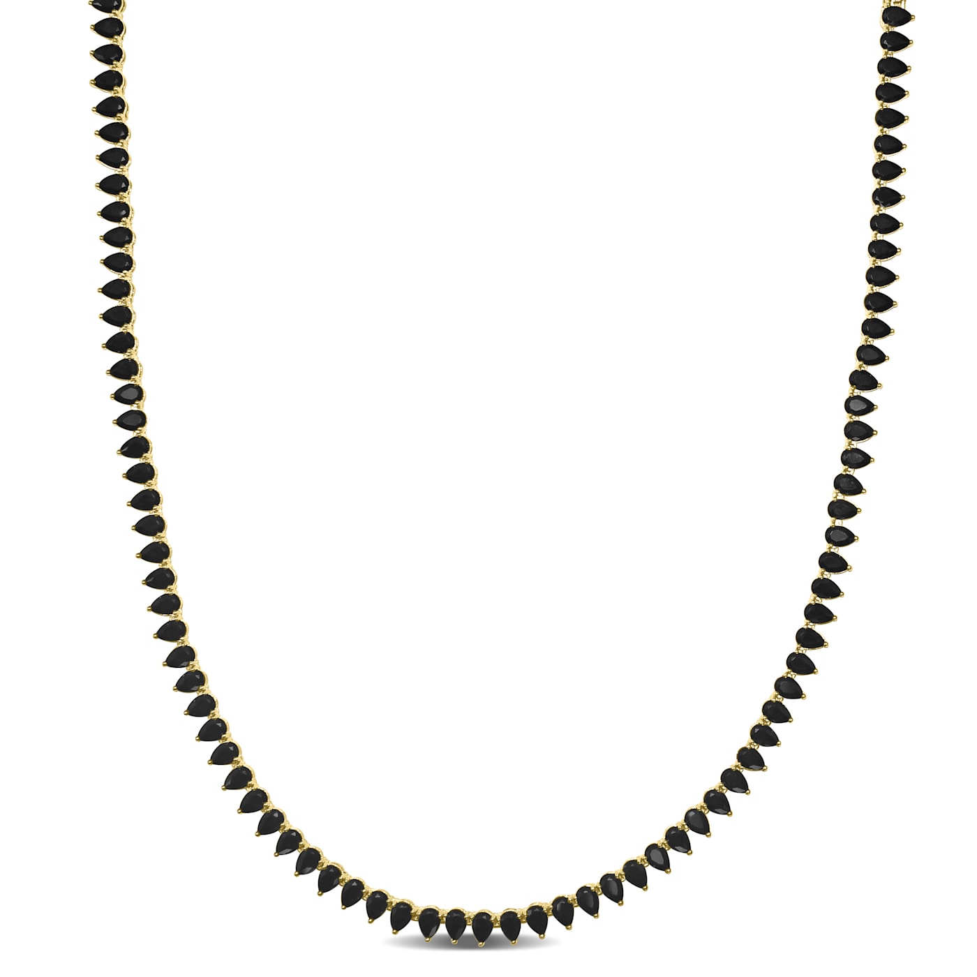 50 1/2 CT TGW Created Black Spinel Tennis Necklace in Yellow