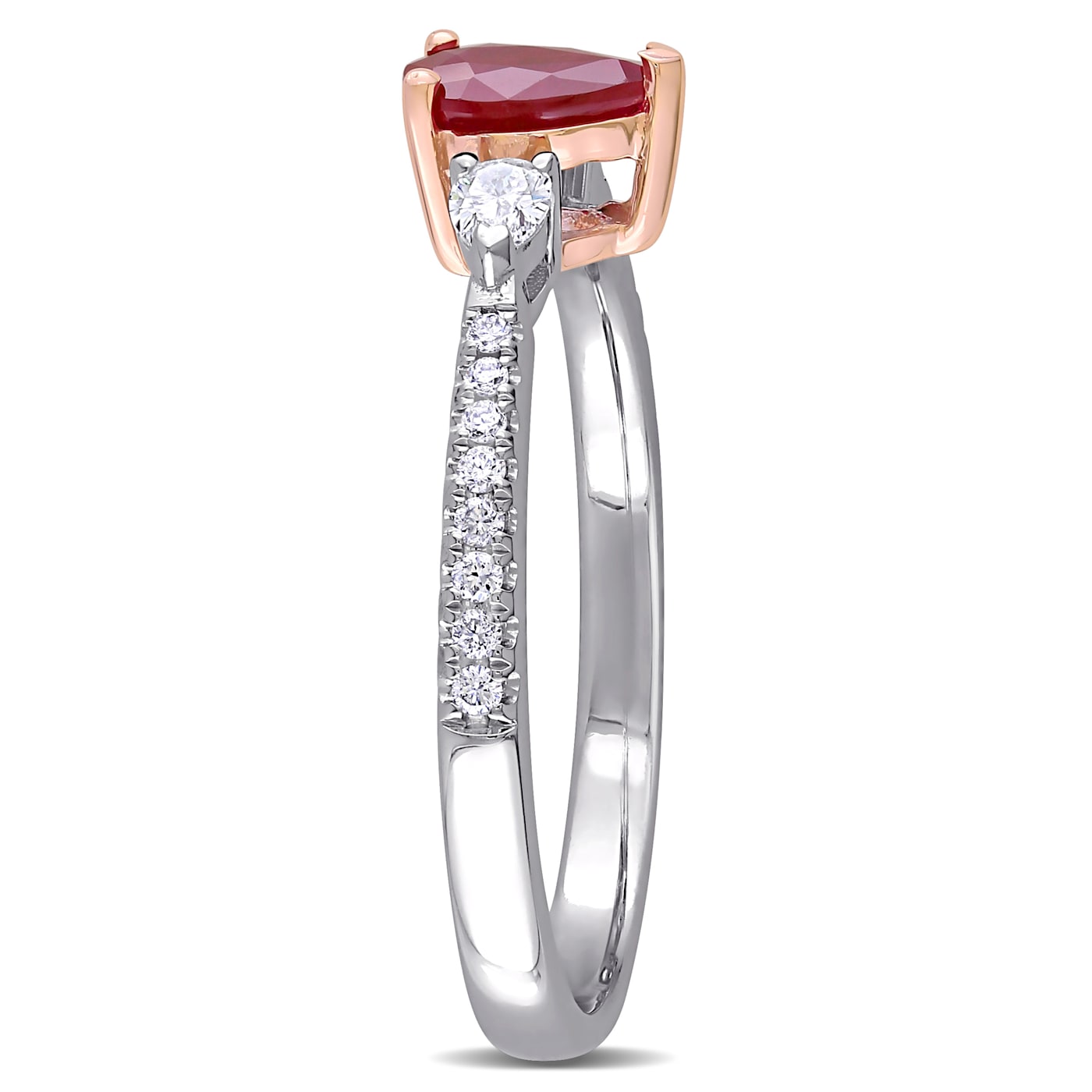 2/8 CT TGW Ruby and 1/4 CT TW Diamond 3-stone Ring in 2-tone