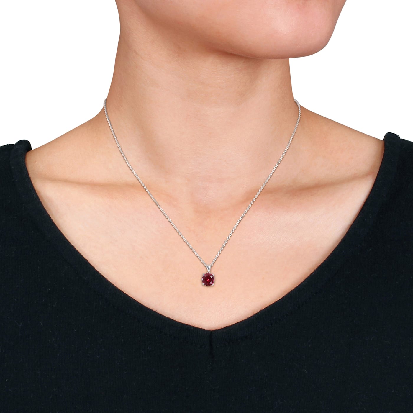 2 3/8 CT TGW Created Ruby Pendant with Chain in Sterling
