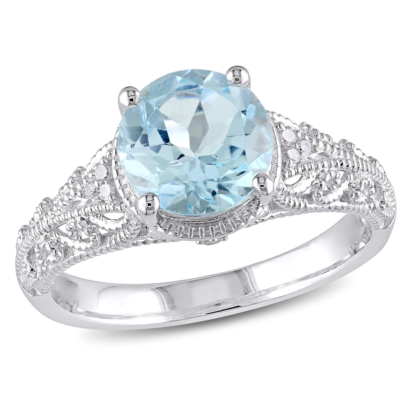 2 1/3 CT TGW Sky Blue Topaz and Diamond Accent Vintage Ring