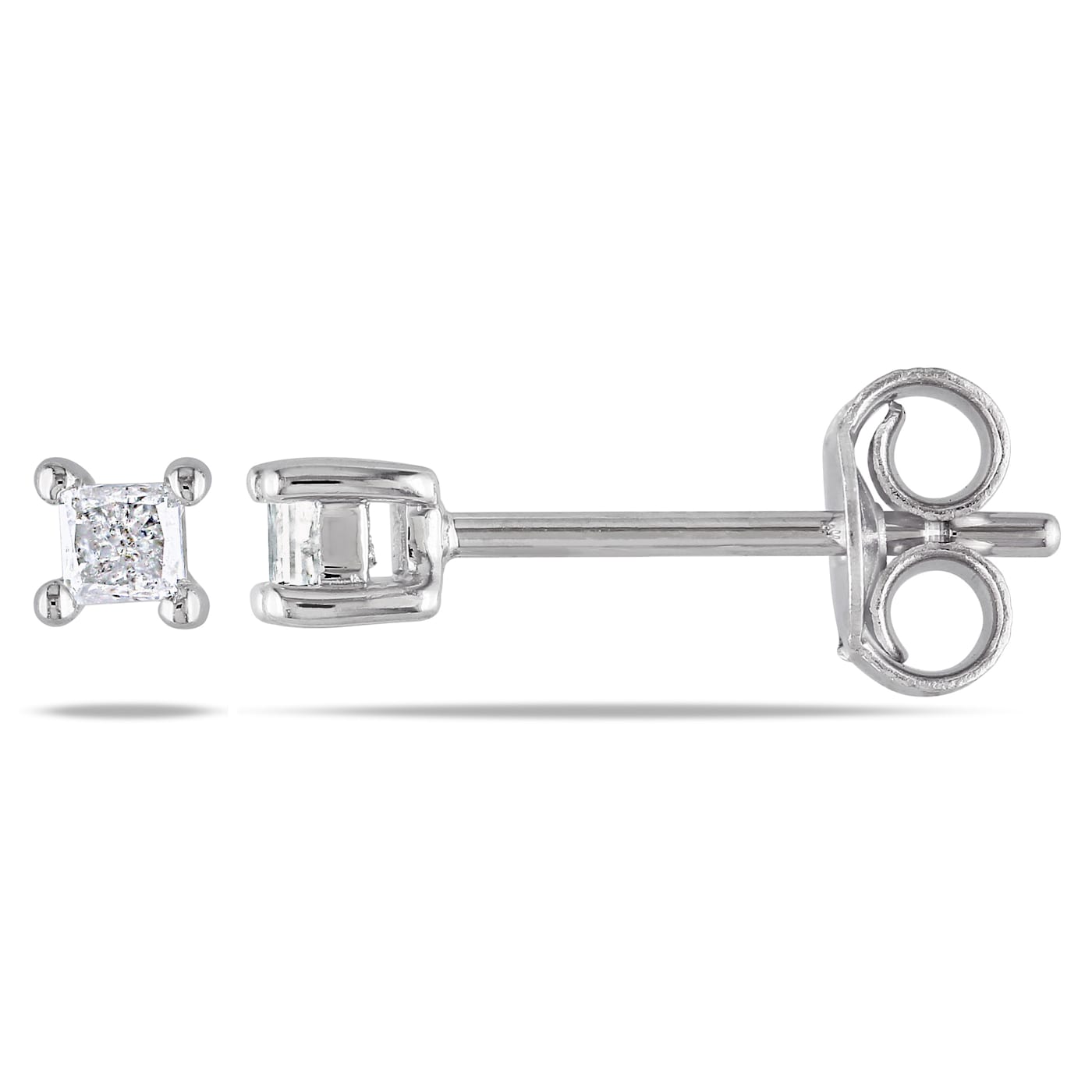 1/6 CT TW Princess Cut Diamond Stud Earrings in Sterling