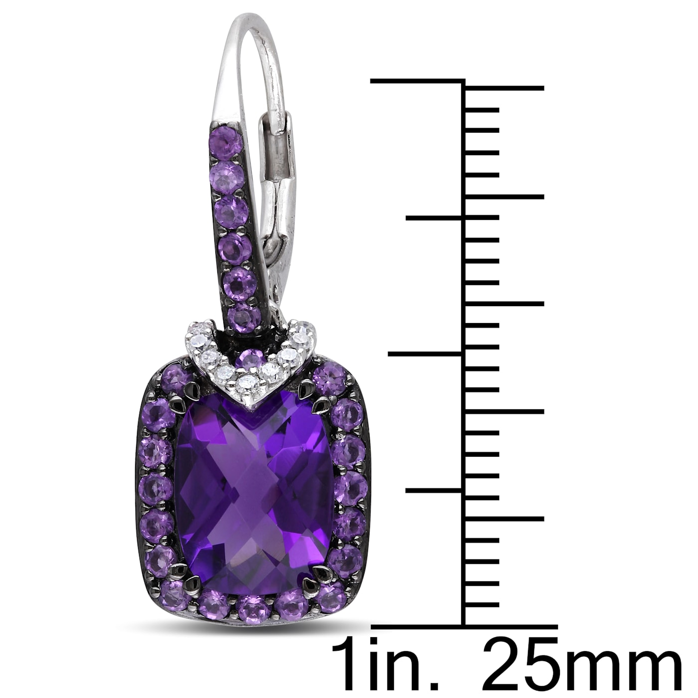 4-5/8ctw Amethyst and 1/10ctw Diamond Drop Earrings in