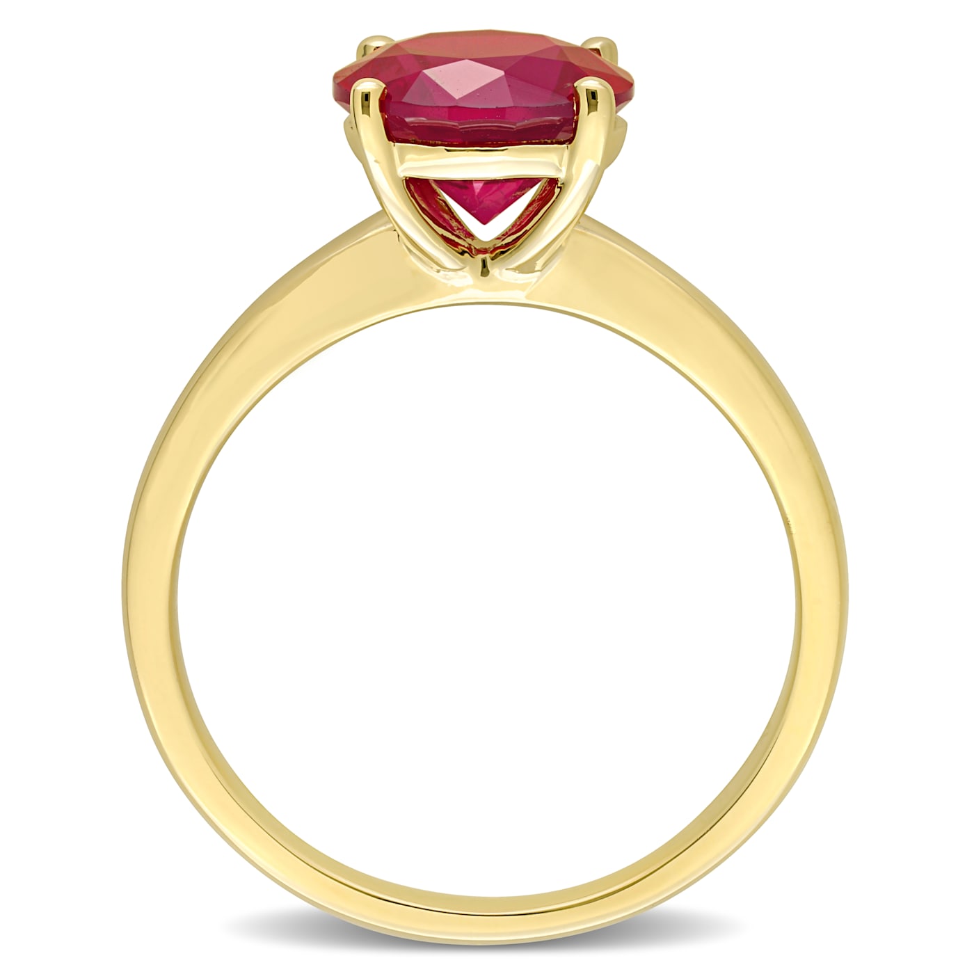 2 3/8 CT TGW Created Ruby Solitaire Ring in 10K Yellow Gold