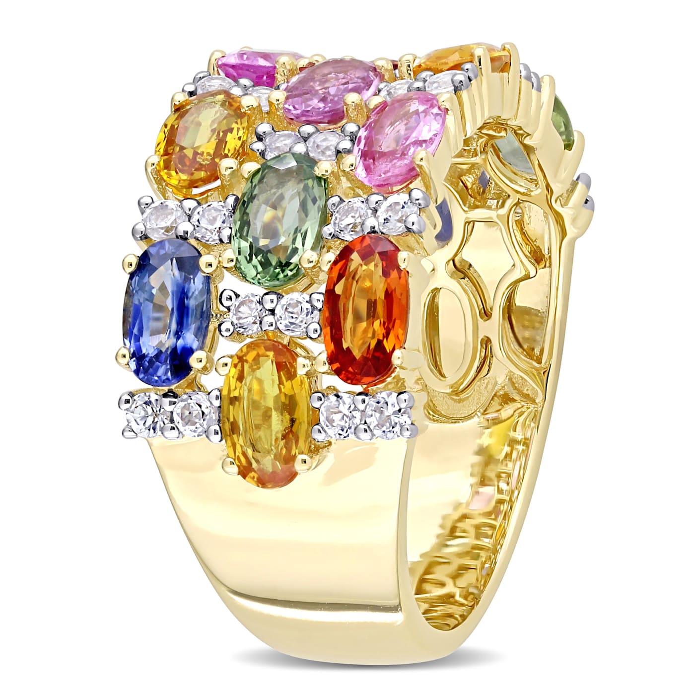 Gemstone Jewelry - 3 3/4 CT TGW Multi-Color Sapphire Crisscross Ring in 14k  Yellow Gold - Discounts for Veterans, VA employees and their families!