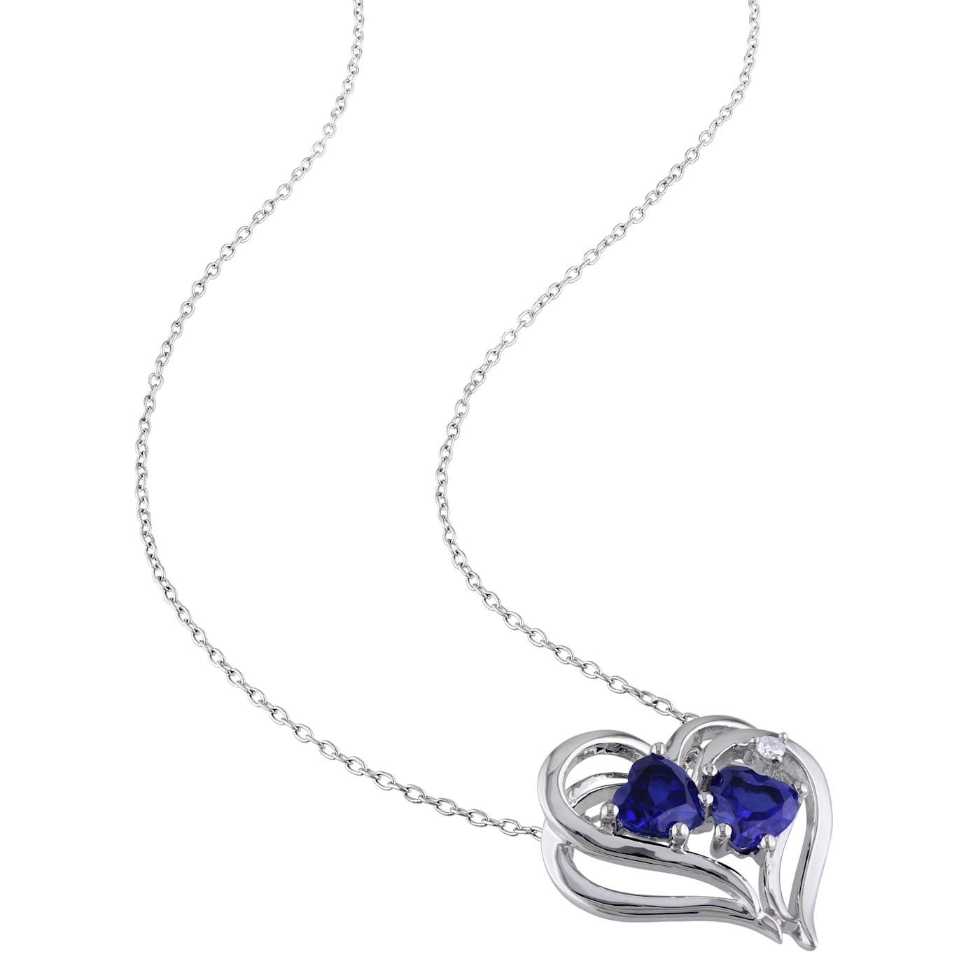 1 1/8 CT TGW Created Blue Sapphire and Diamond Accent Heart