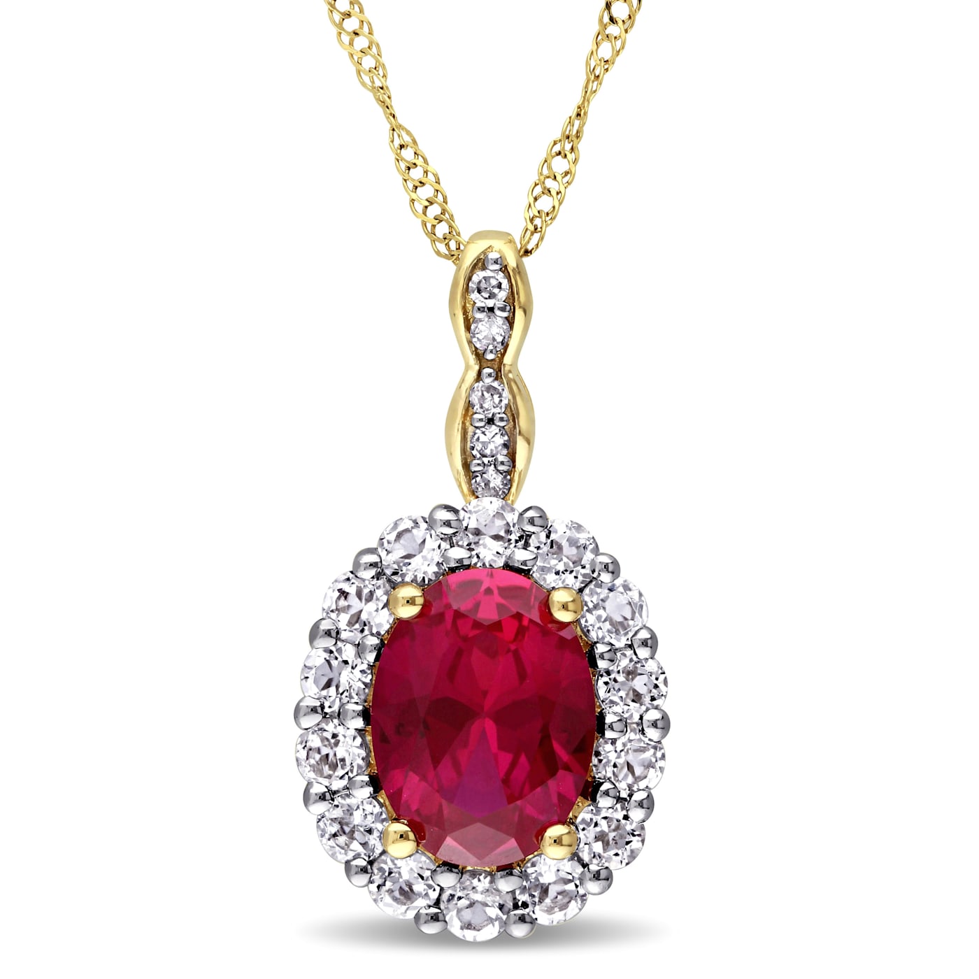 2 5/8 CT TGW Created Ruby White Topaz and Diamond Accent