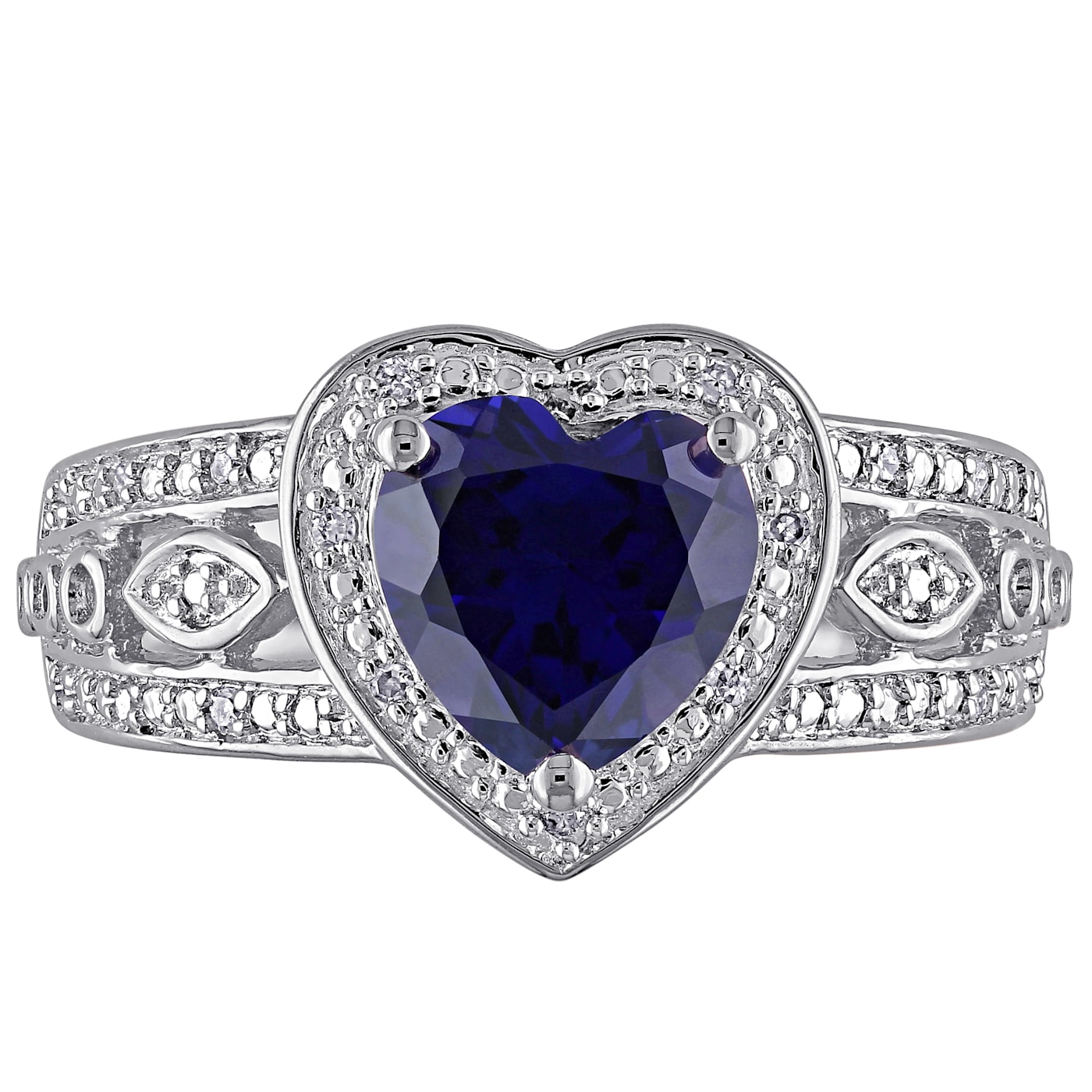 2 1/4 CT TGW Created Blue Sapphire and 1/10 CT TW Diamond