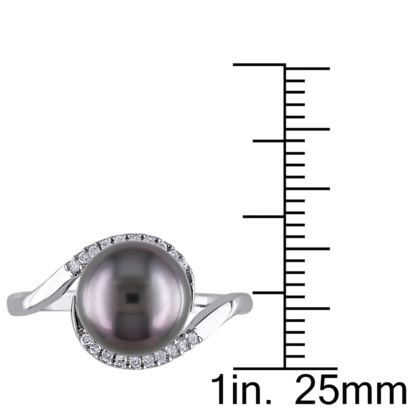 9-9.5MM Black Tahitian Pearl and 1/10 CT TW Diamond Curlicue