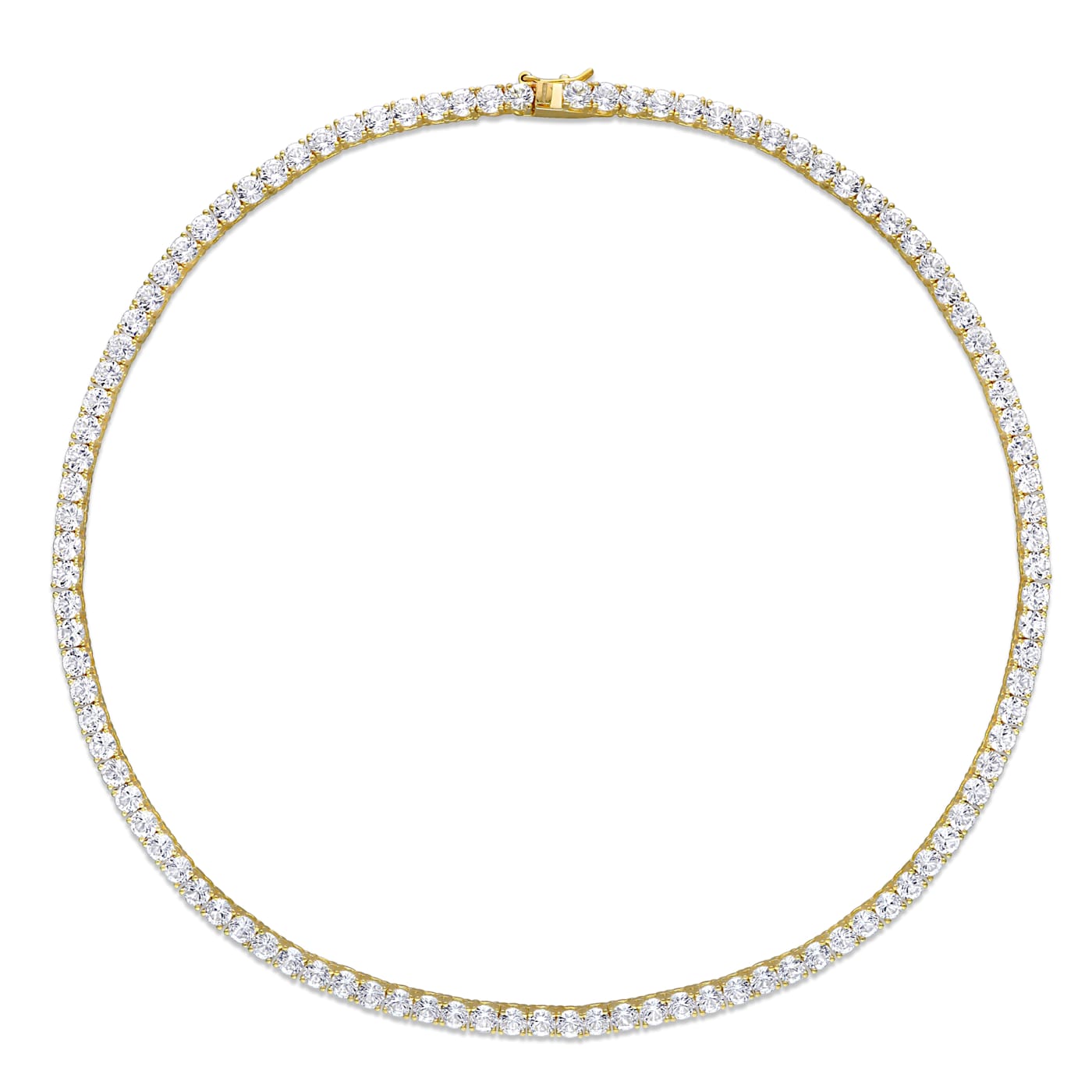 33 CT TGW Created White Sapphire Tennis Necklace in Yellow