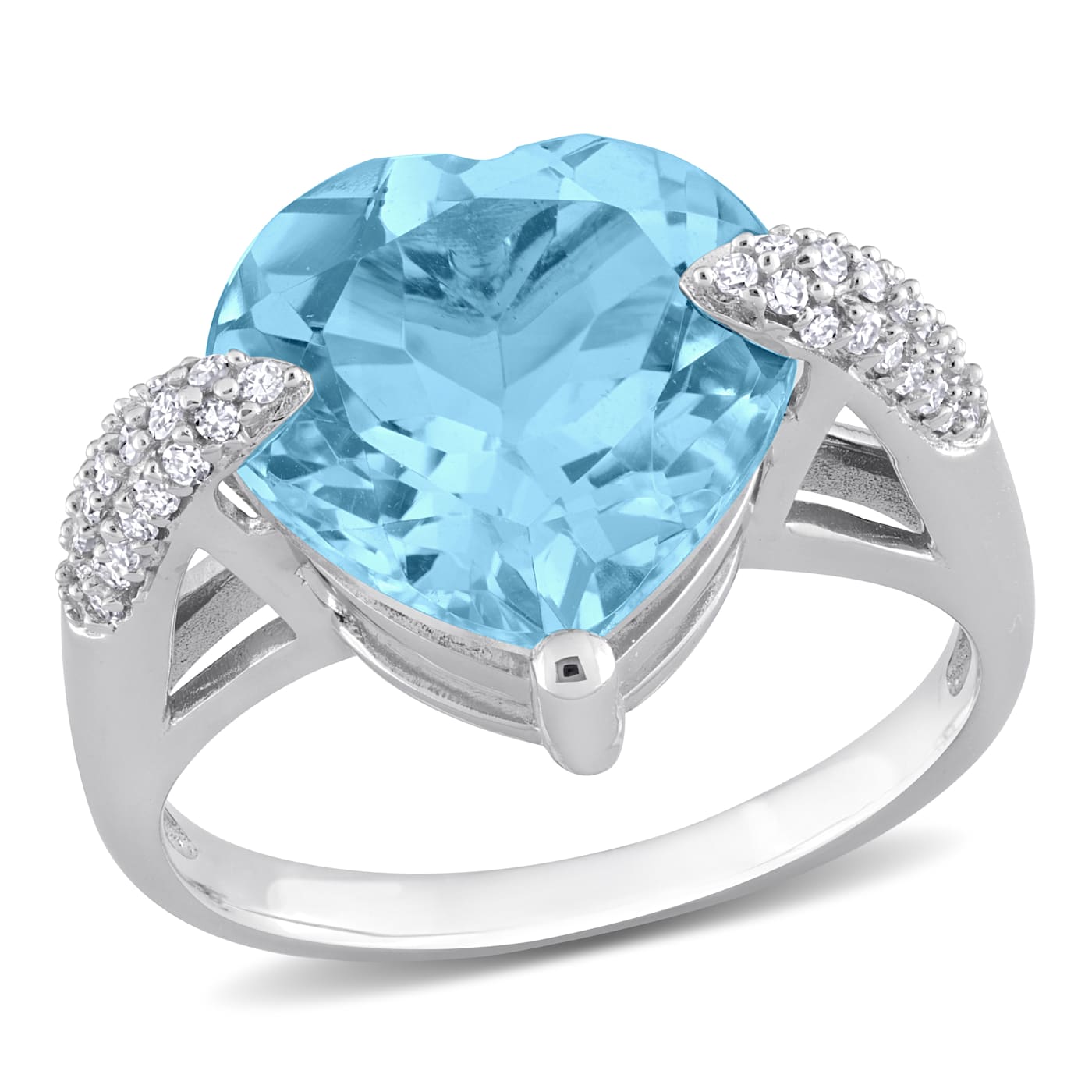 7 CT TGW Sky Blue Topaz and 1/5 CT TW Diamond Heart Ring in