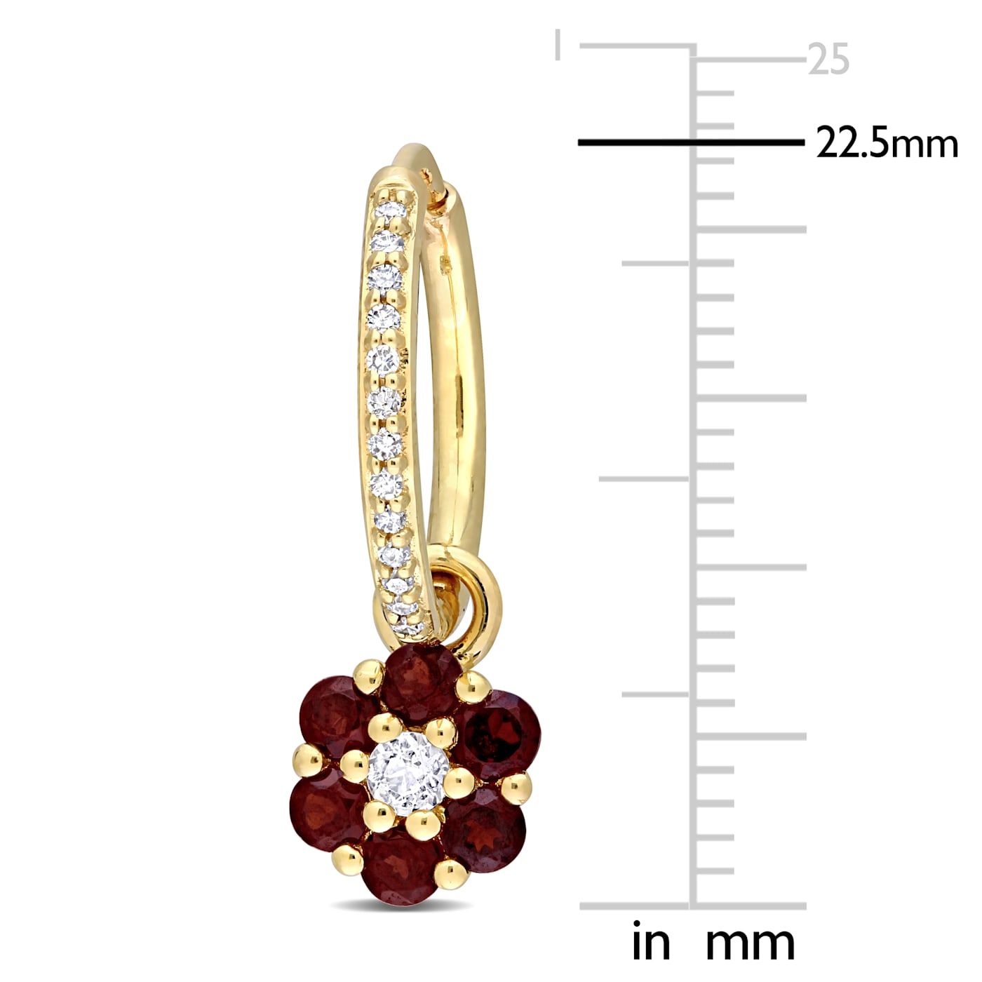 1 1/4 CT TGW White Topaz Garnet and 1/8 CT TW Diamond Floral