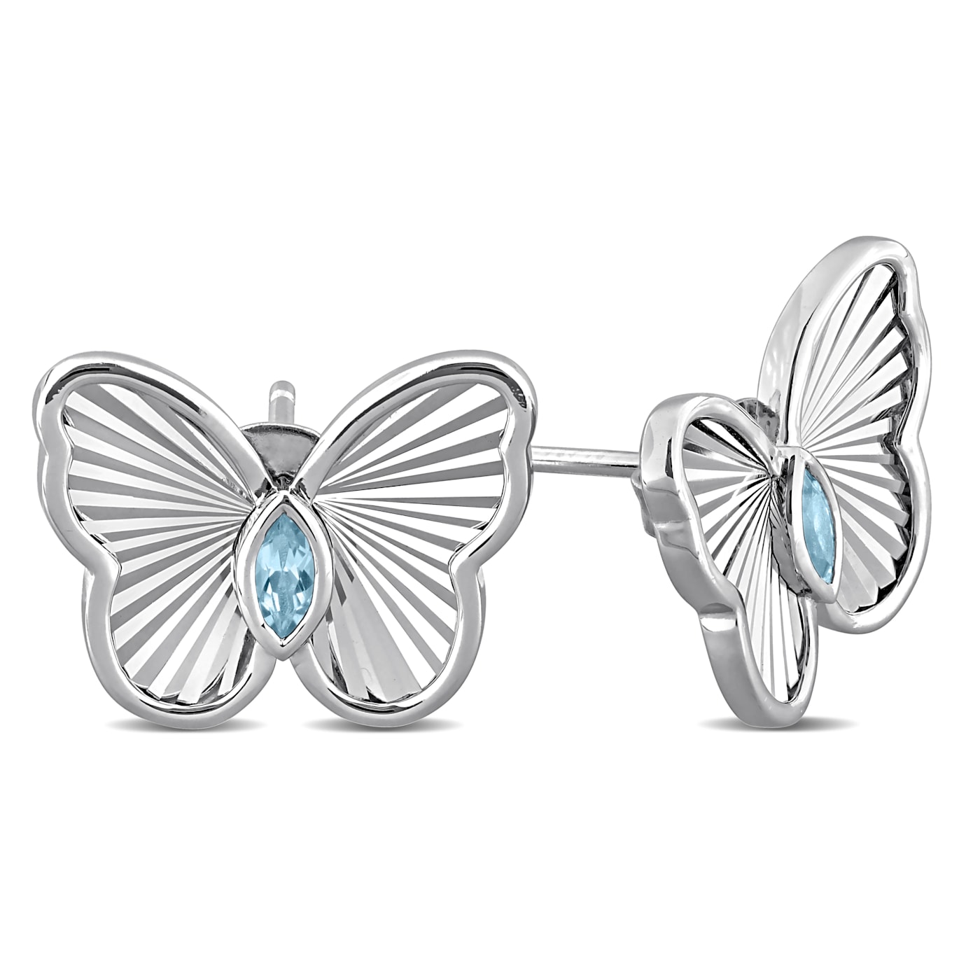 1/4 CT TGW Sky Blue Topaz Butterfly Stud Earrings in