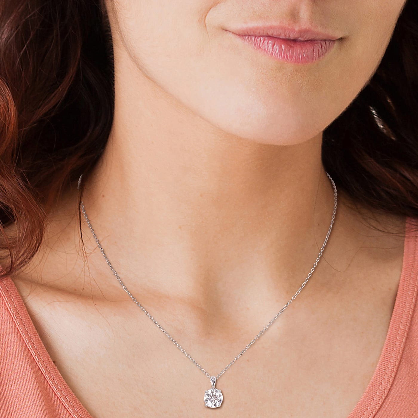 1 4/5 CT DEW Created Moissanite Solitaire Pendant with Heart