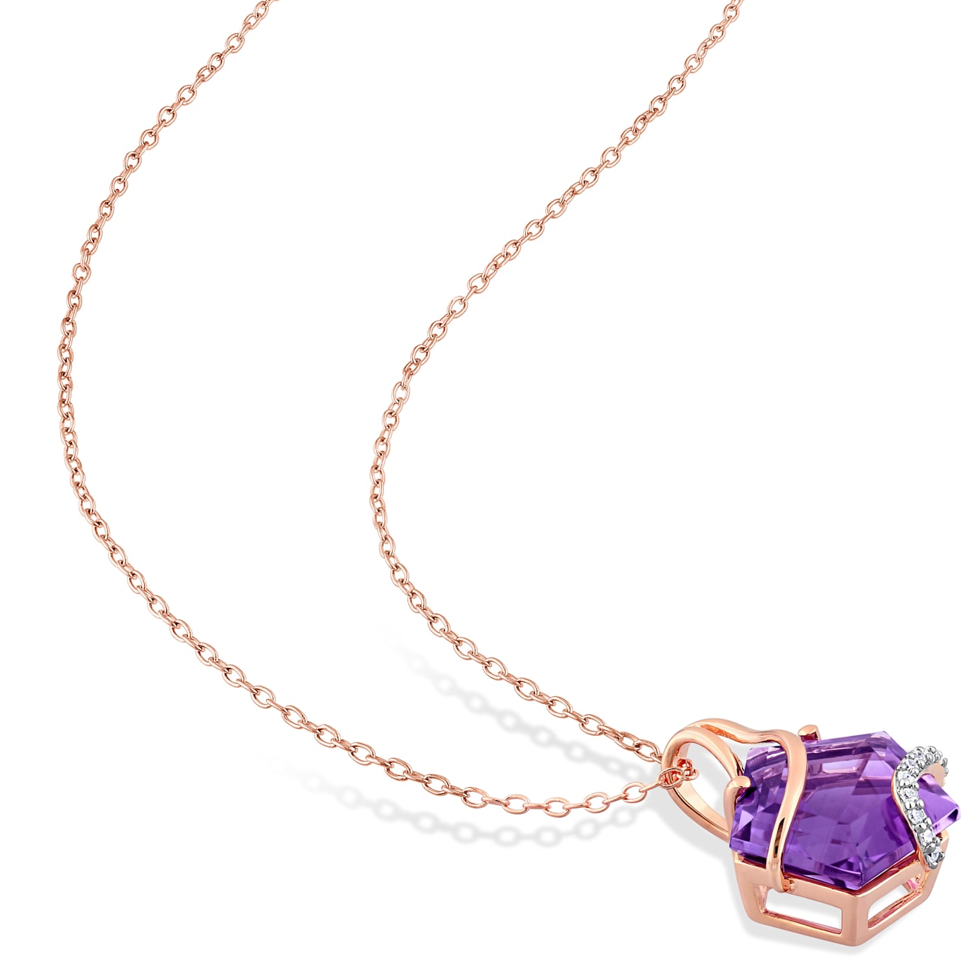 6 CT TGW Amethyst and Diamond Accent Wrapped Pendant with