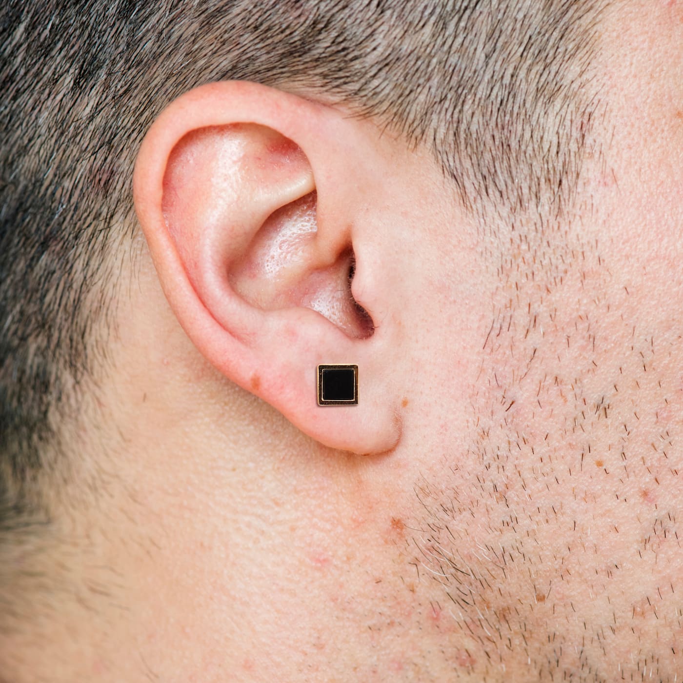 イヤリング Sterling Silver, 18K Yellow Gold & Onyx Stud Earrings Genuine Black Onyx 18K Gold Over Silver 7.3mm Stud Earrings