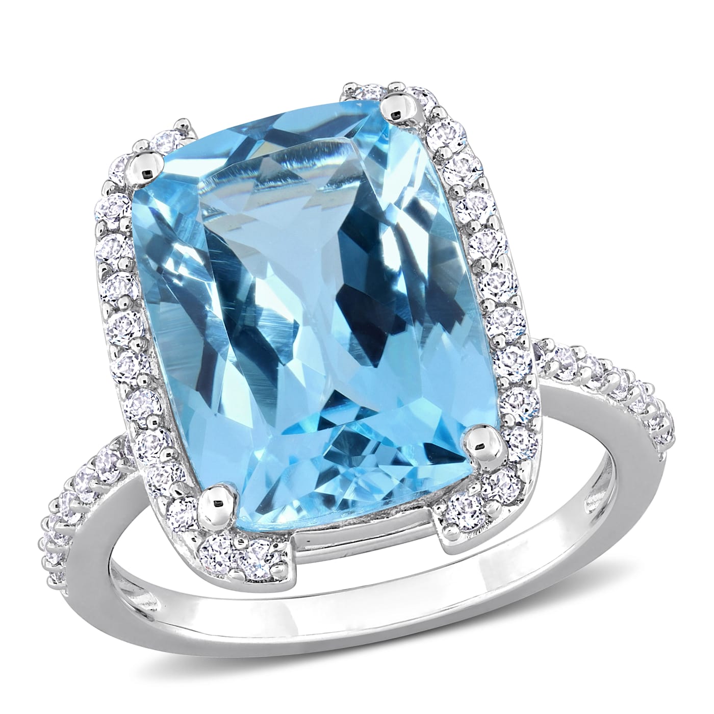 9 2/5 CT TGW Sky Blue and White Topaz Cocktail Ring in