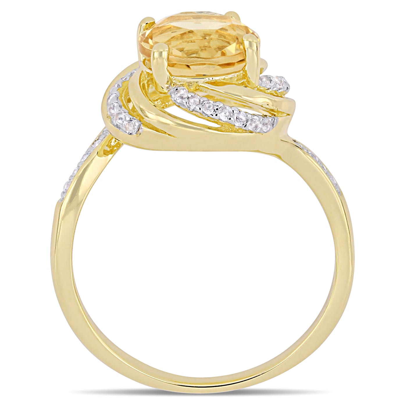 1 7/8 CT TGW Citrine, Topaz and Diamond Accent Swirl Ring in