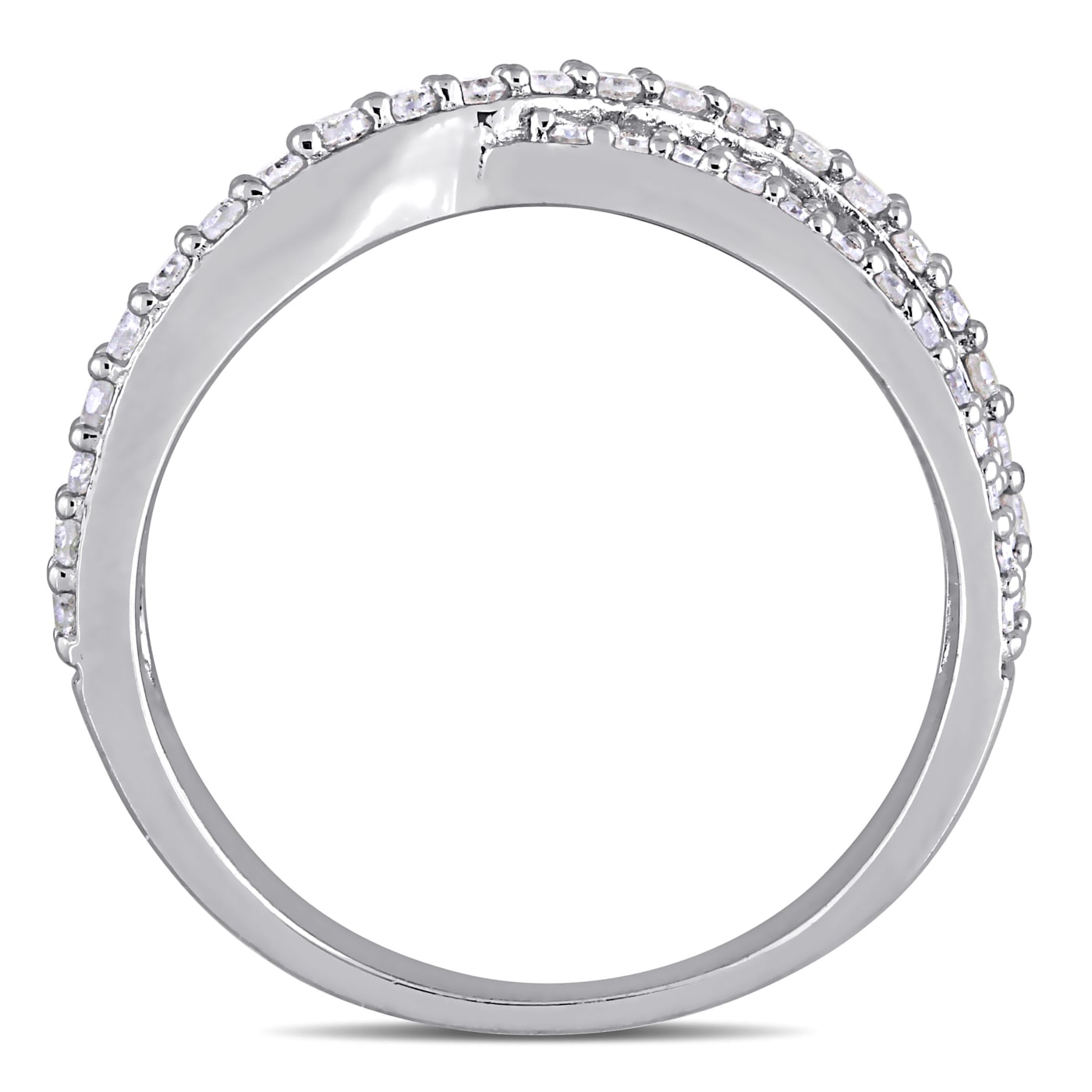 1/2 CT TW Diamond Crossover Ring in Sterling Silver - 14559A