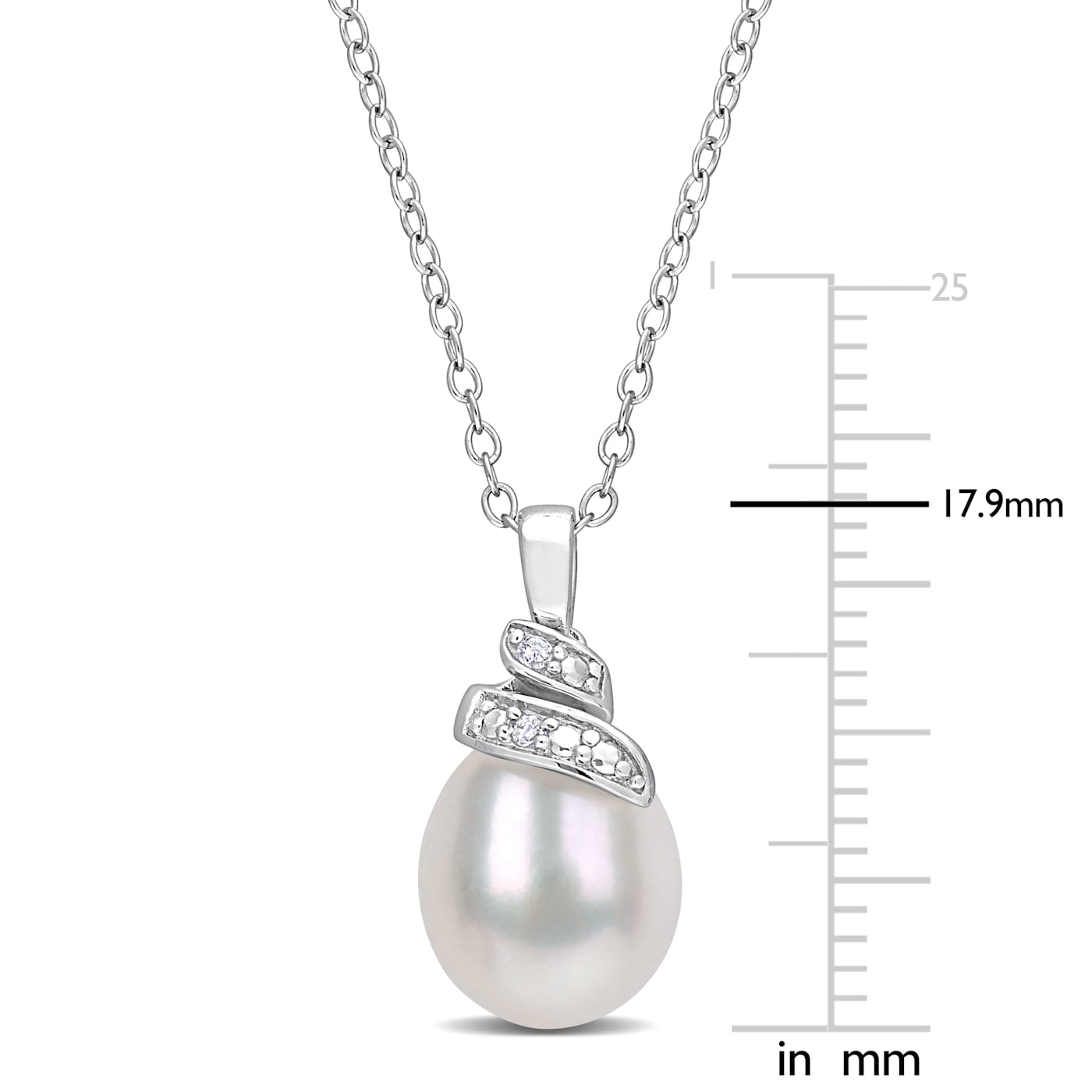 6.5-7MM Freshwater Cultured Pearl and Diamond Accent Pendant