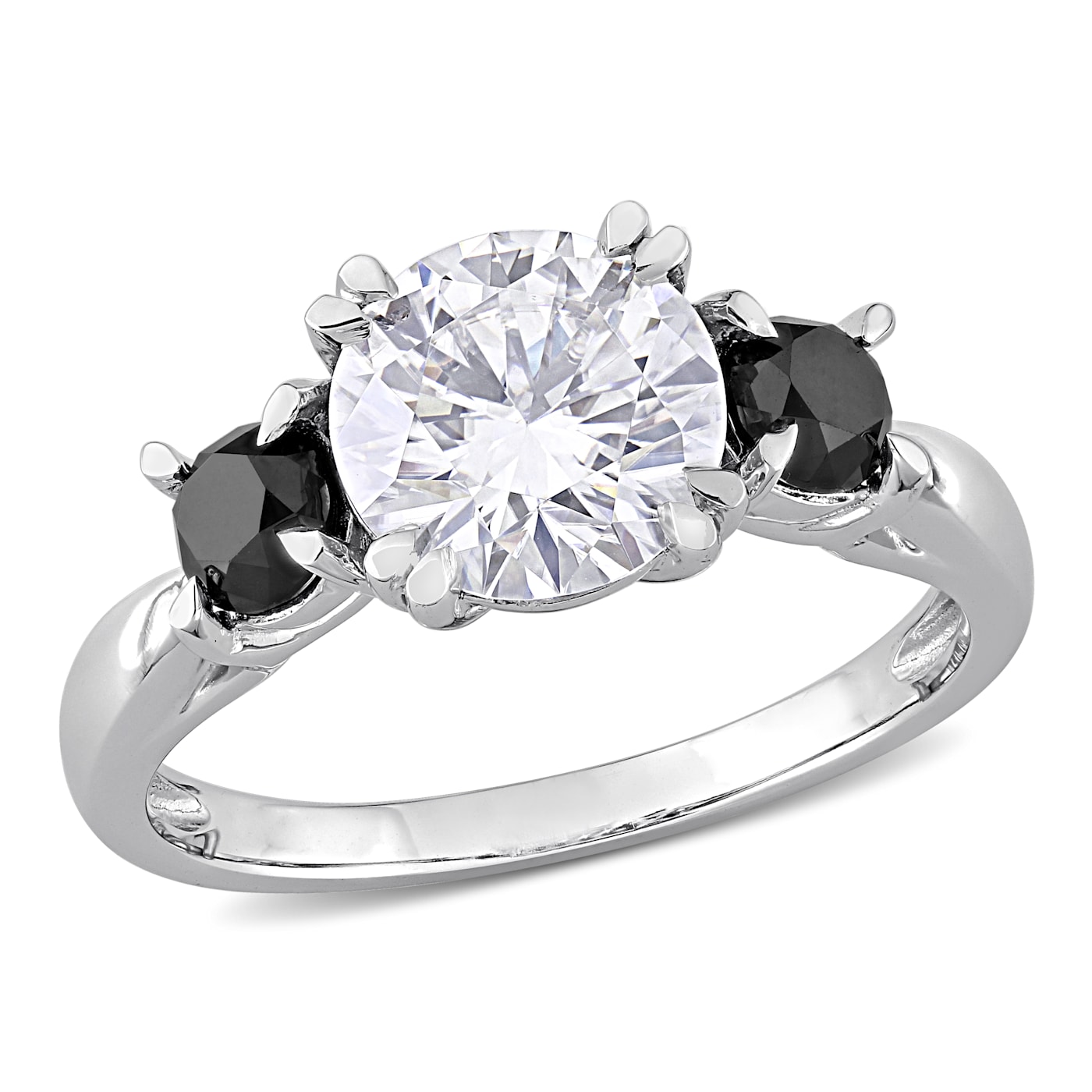 2 CT DEW Created Moissanite and 3/4 CT TW Black Diamond 3