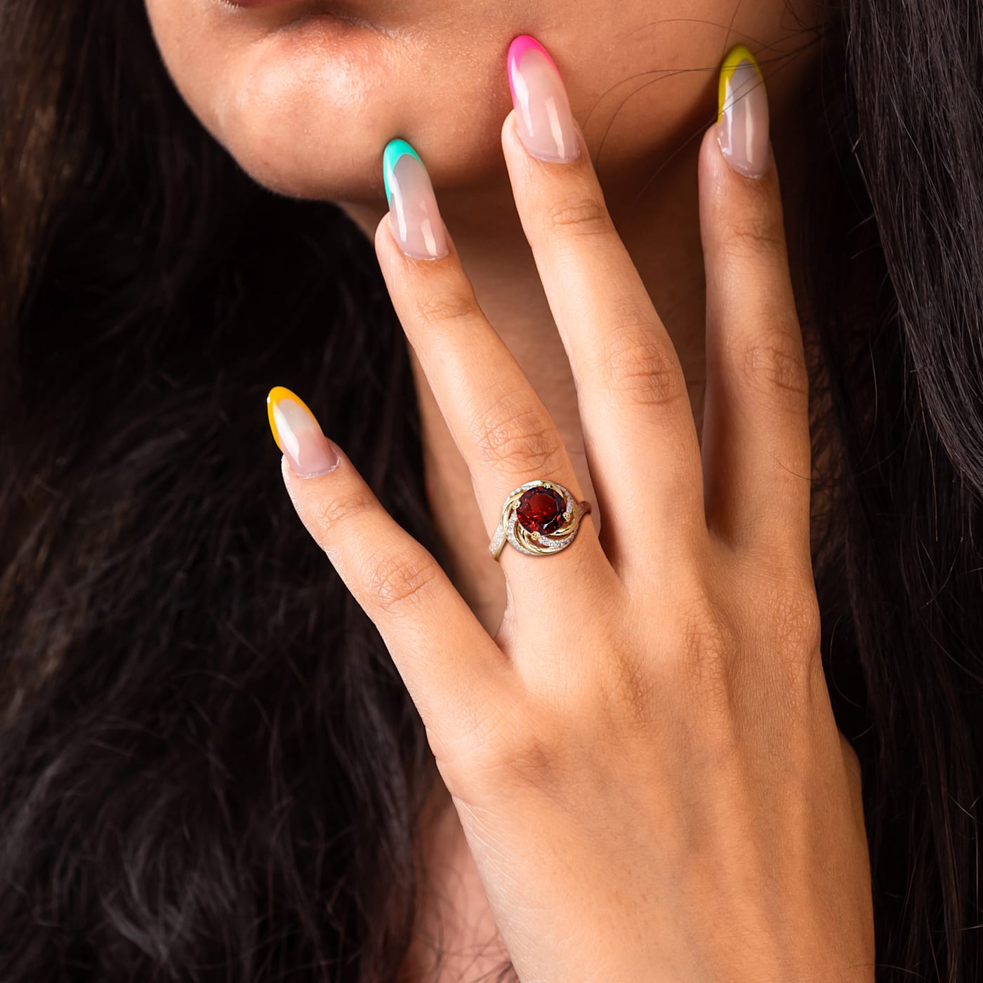 carat 5.00 Carat Canary Yellow CZ and 1.10 ct. t.w. White CZ Ring