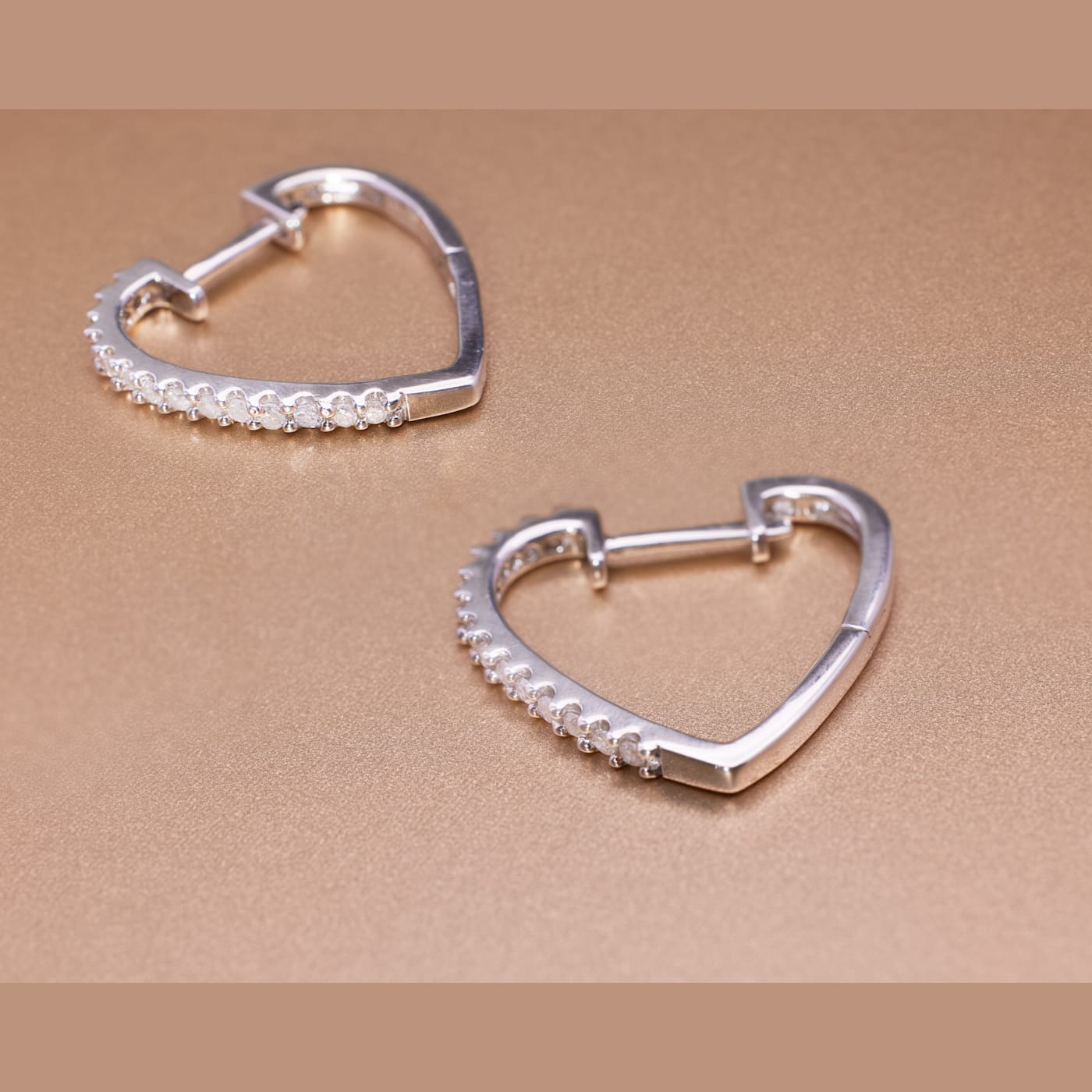 1/4 CT TW Diamond Heart Hoop Earrings in Sterling Silver
