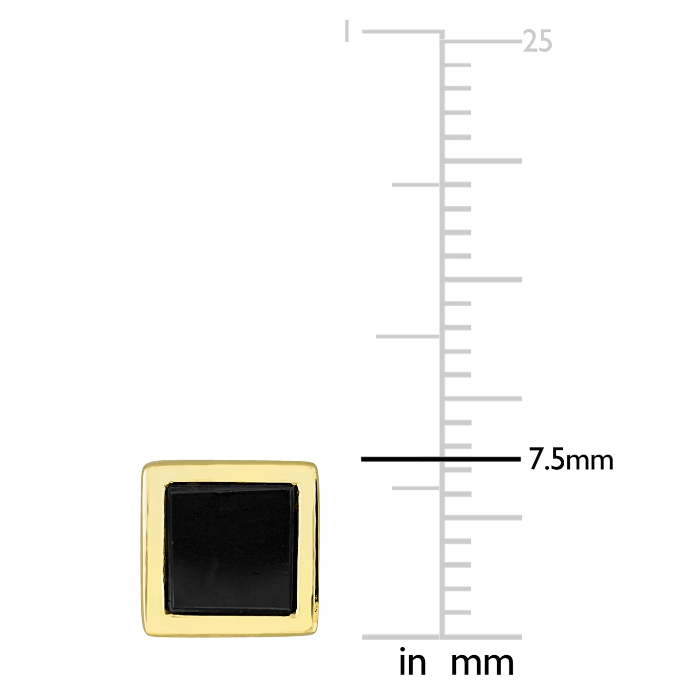 1ctw Black Onyx Square Stud Earrings in 18K Yellow Gold Over