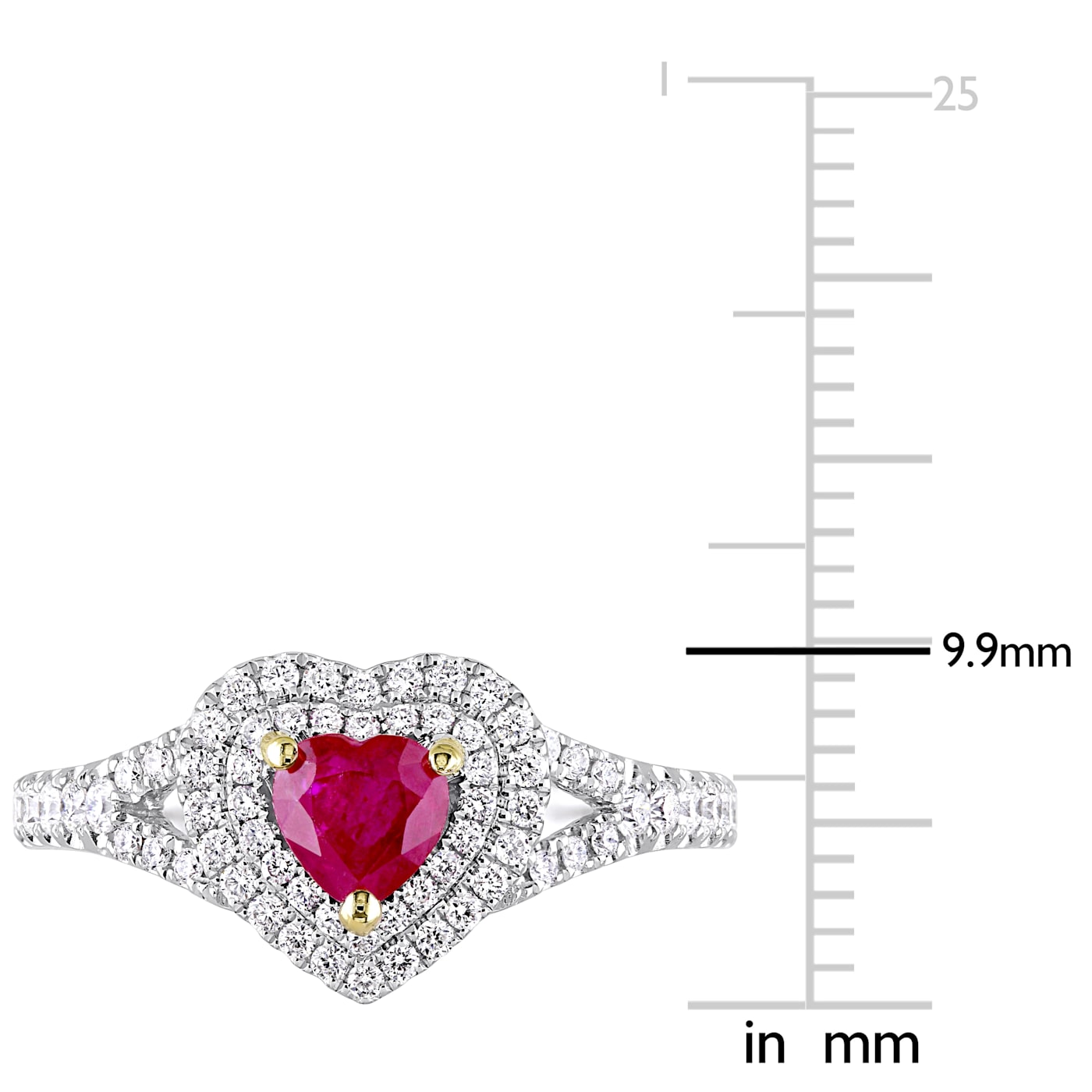 3/5 CT TGW Ruby and 2/5 CT TW Diamond Double Halo Ring in