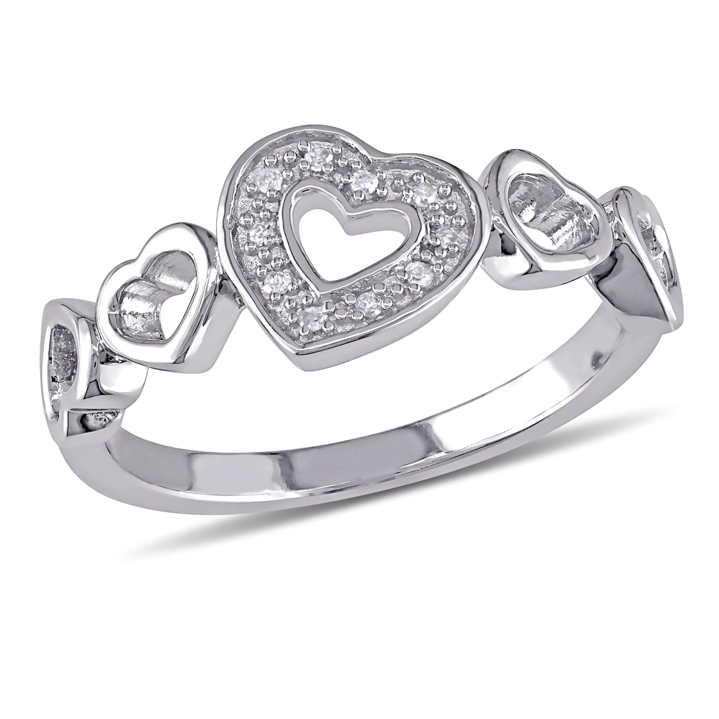Diamond Heart Ring in Sterling Silver - 1C1P5A