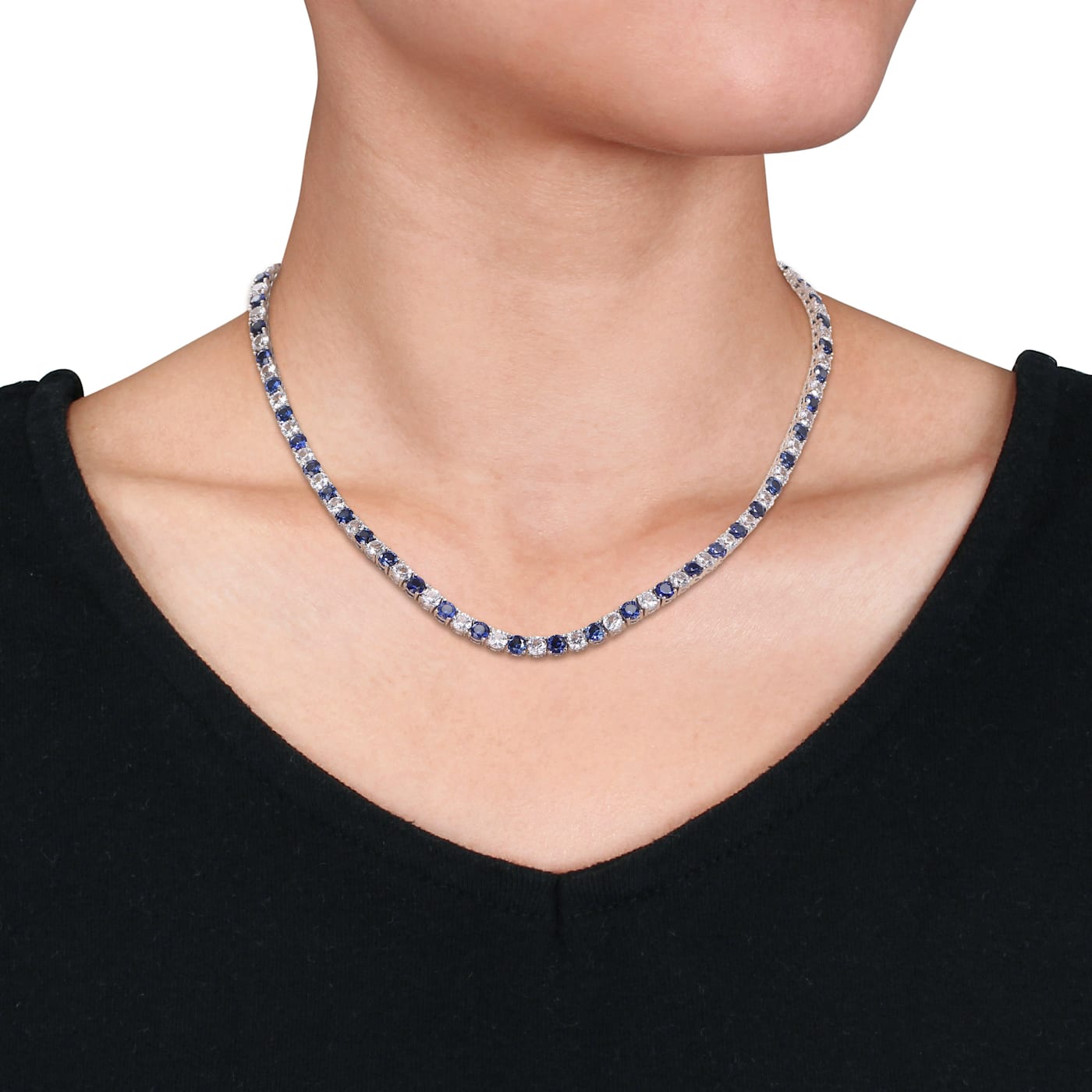 Effy 925 Sterling Silver Blue Sapphire Tennis Necklace – effyjewelry.com