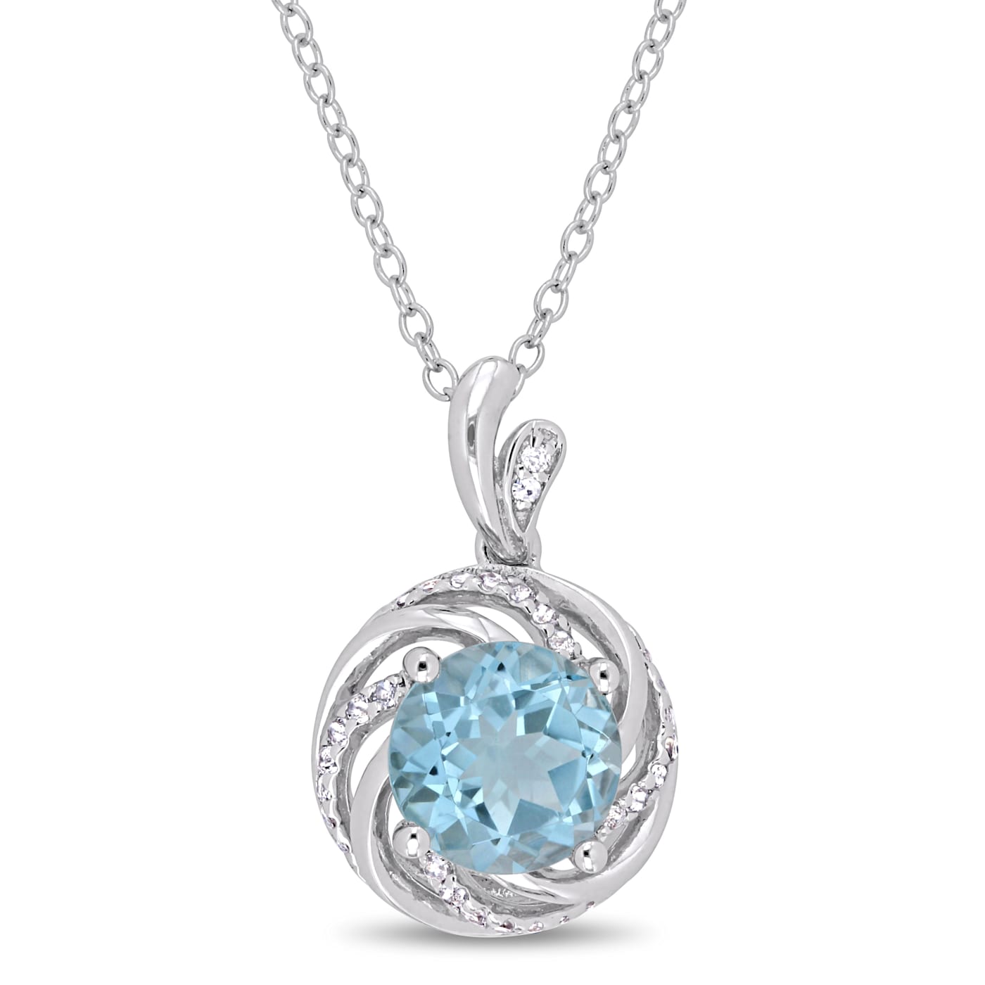 2 1/2 CT TGW Sky Blue Topaz, White Topaz and Diamond Swirl