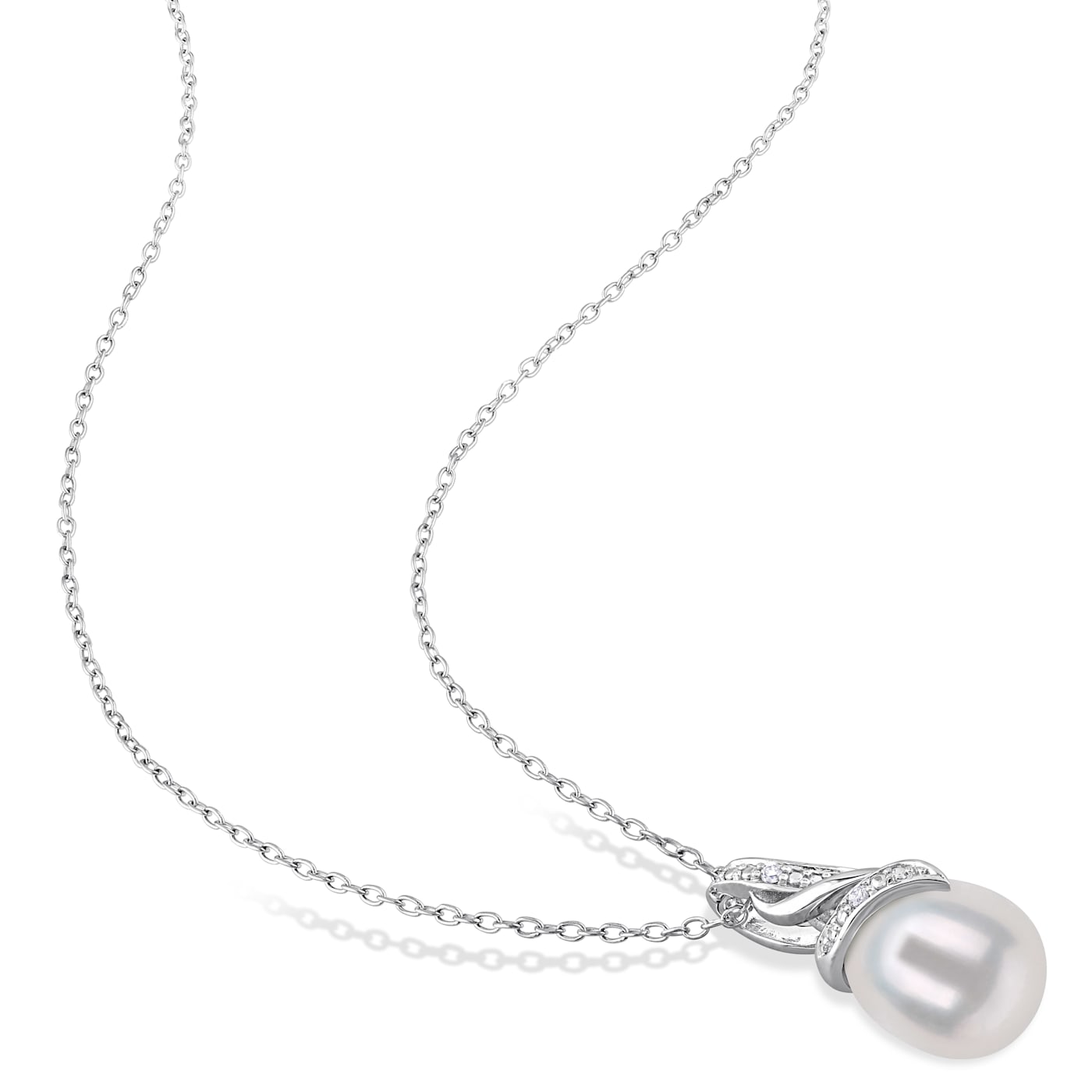8.5-9MM Freshwater Cultured Pearl and Diamond Accent Pendant