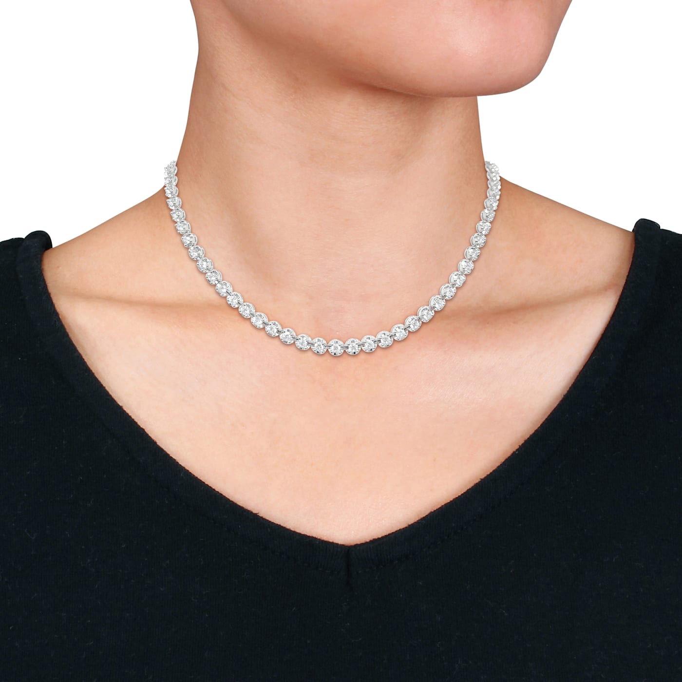 10 4/5ctw Lab-Grown Diamond Necklace Necklace in 14K White