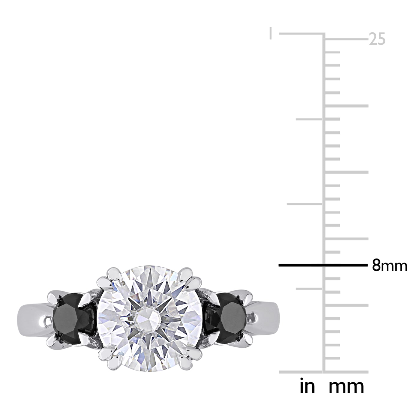 2 CT DEW Created Moissanite and 3/4 CT TW Black Diamond 3