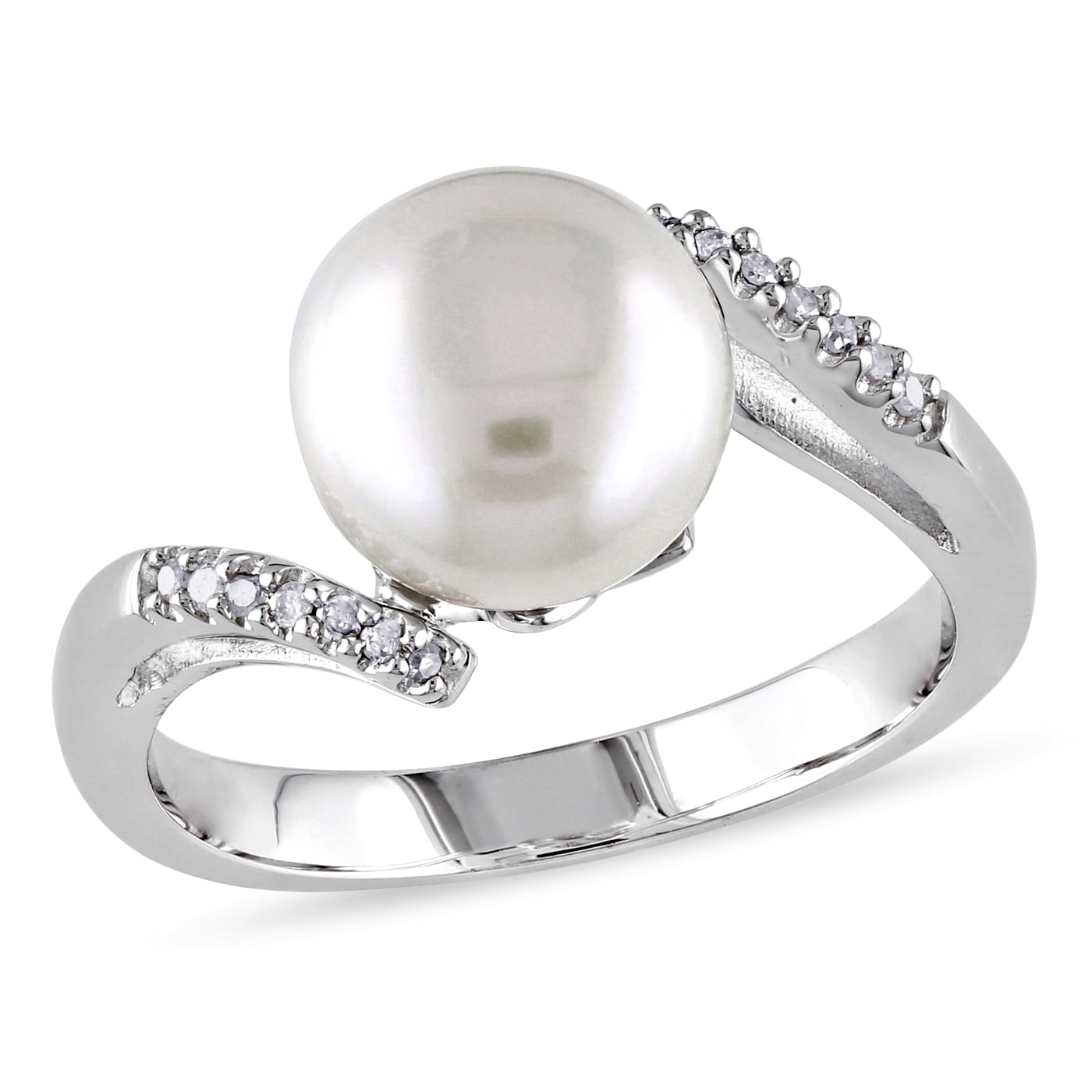 口コミ・レビューで人気商品を探そう 9-9.5MM Freshwater Cultured Pearl Bypass Ring with Diamonds アクセサリー