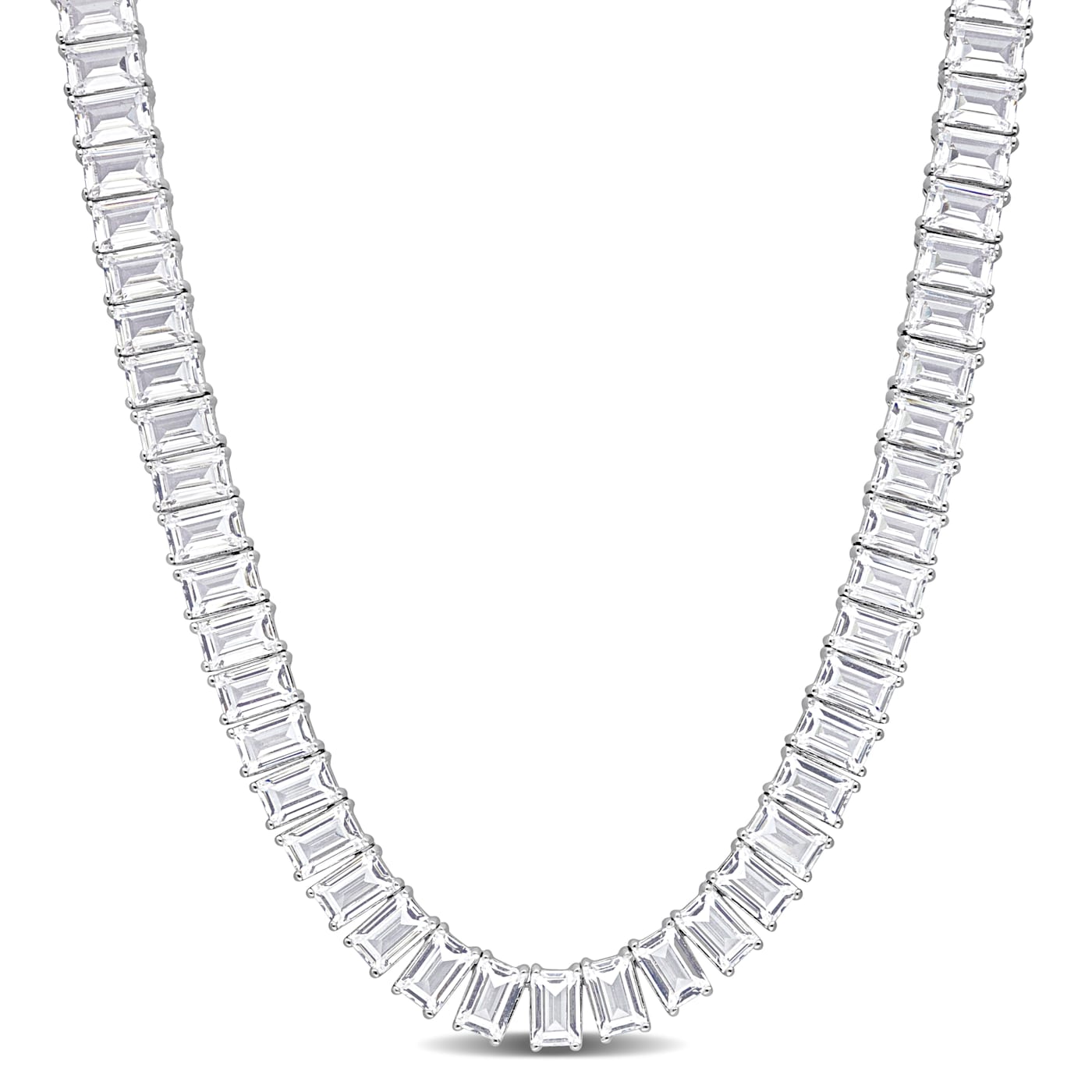 73 1/2 CT TGW Created White Sapphire Tennis Necklace in