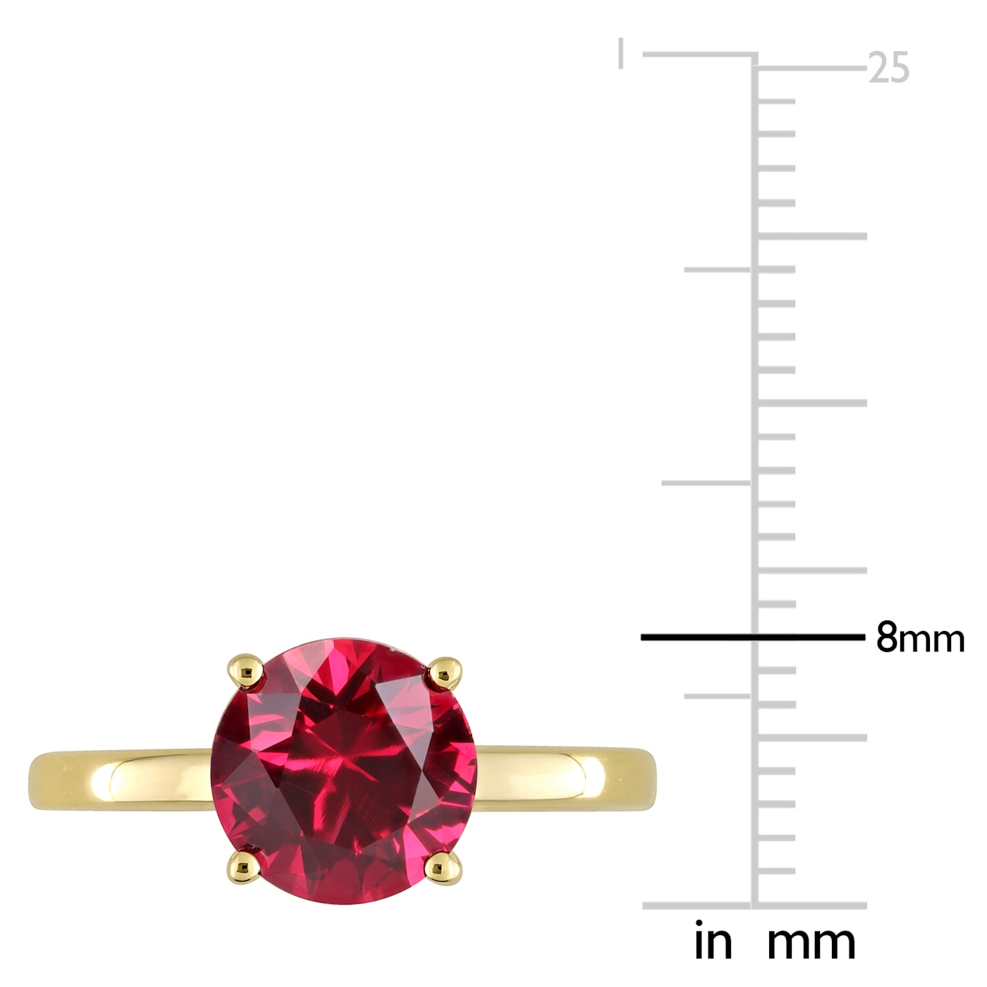 2 3/8 CT TGW Created Ruby Solitaire Ring in 10K Yellow Gold