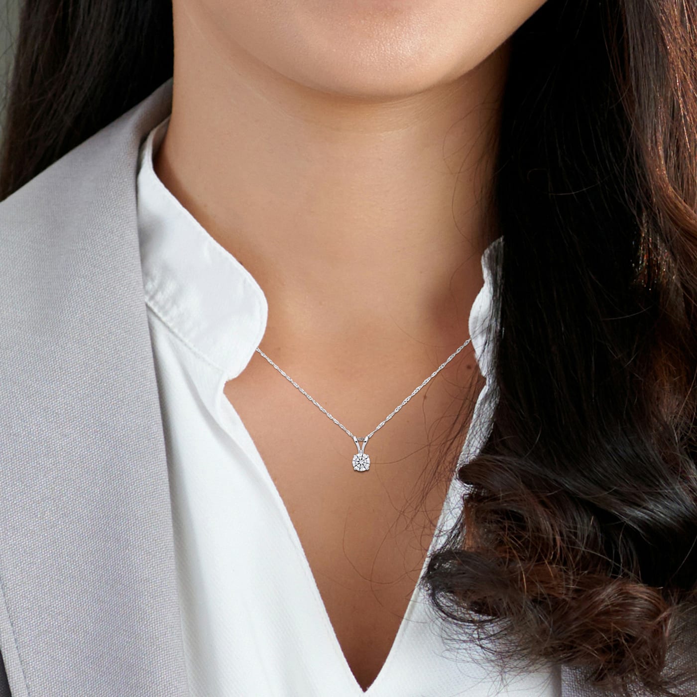 0.75ctw Lab-Grown Diamond Solitaire Pendant with Chain in