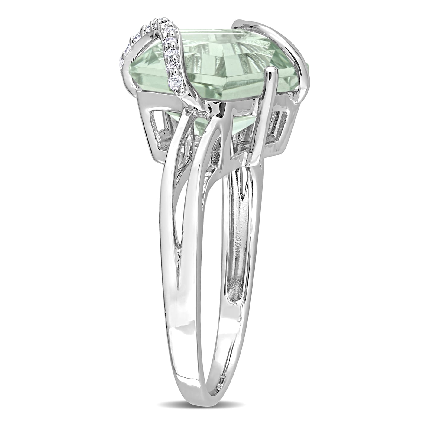 6 1/2 CTW Green Quartz and Diamond Accent Swirl Ring in 6 1/2 CTW Green Quartz and Diamond Accent Swirl Ring in