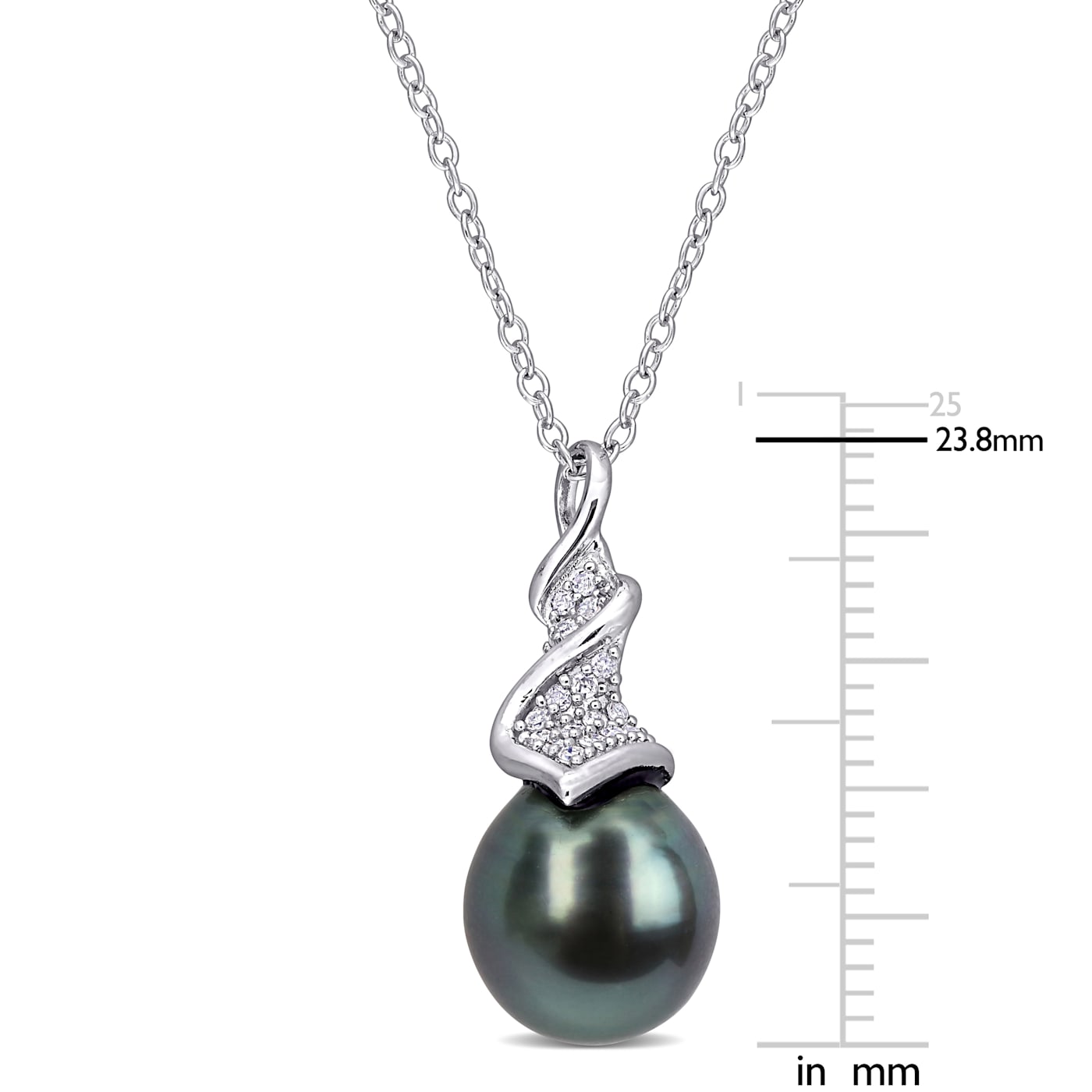 その他 TAITTINGER 9-9.5MM Black Tahitian Cultured Pearl and 1/10 CT TW Diamond