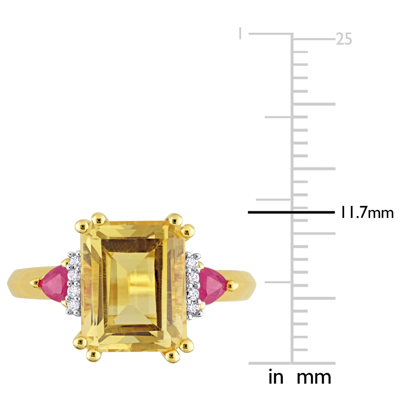 3 1/2 CTW Citrine, Ruby and Diamond 3-Stone Ring in 18K 3 1/2 CTW Citrine, Ruby and Diamond 3-Stone Ring in 18K