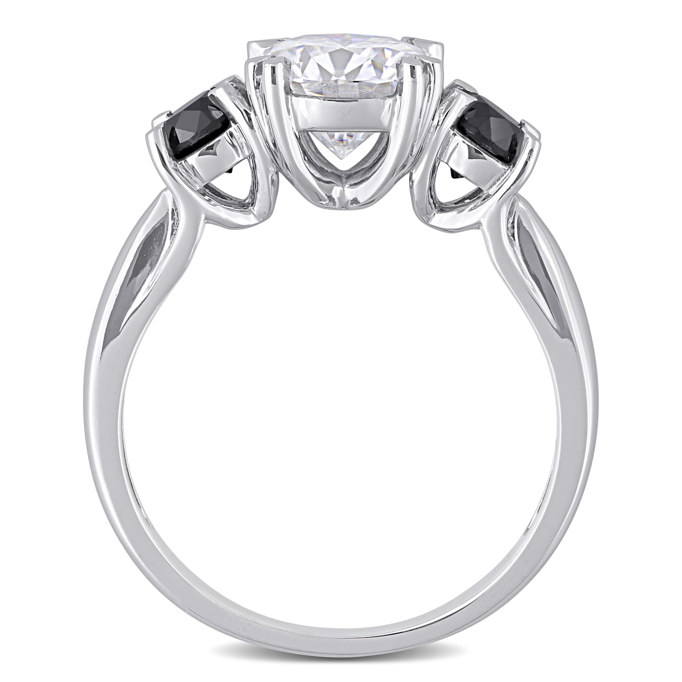 2 CT DEW Created Moissanite and 3/4 CT TW Black Diamond 3