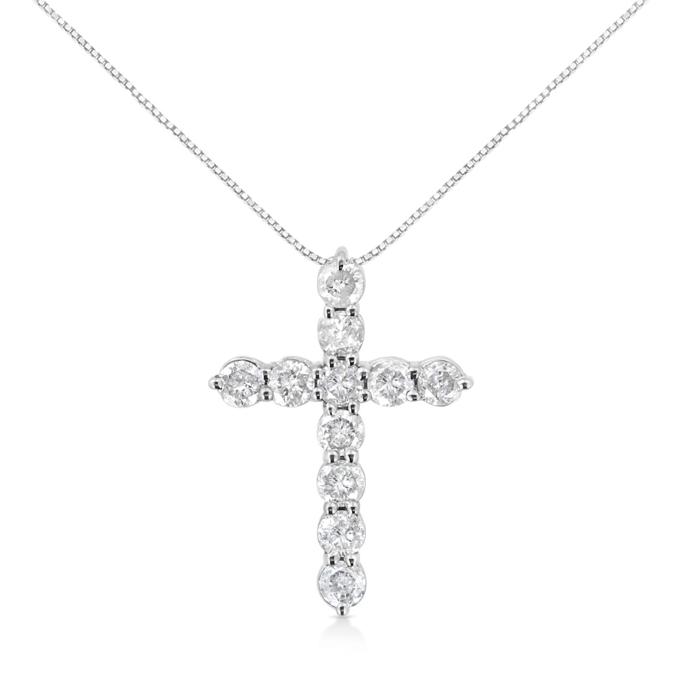 数量限定SALE Sterling 18 Cross Diamond Round-Cut 1.0ctw Silver ネックレス・ペンダント